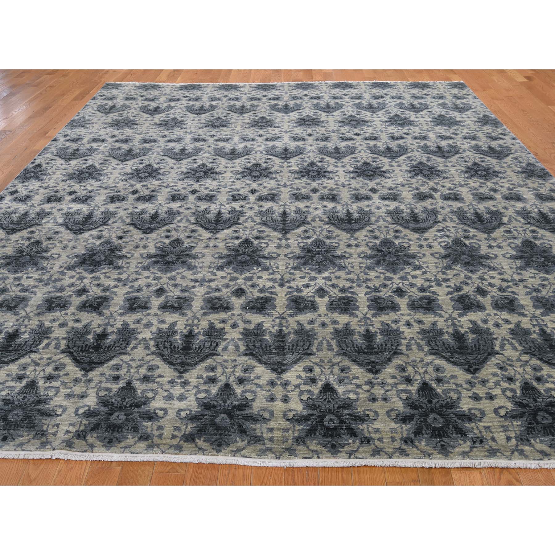 9-x12-2  On Clerance Hand Knotted Wool and Silk Transitional Modern Oriental Rug 