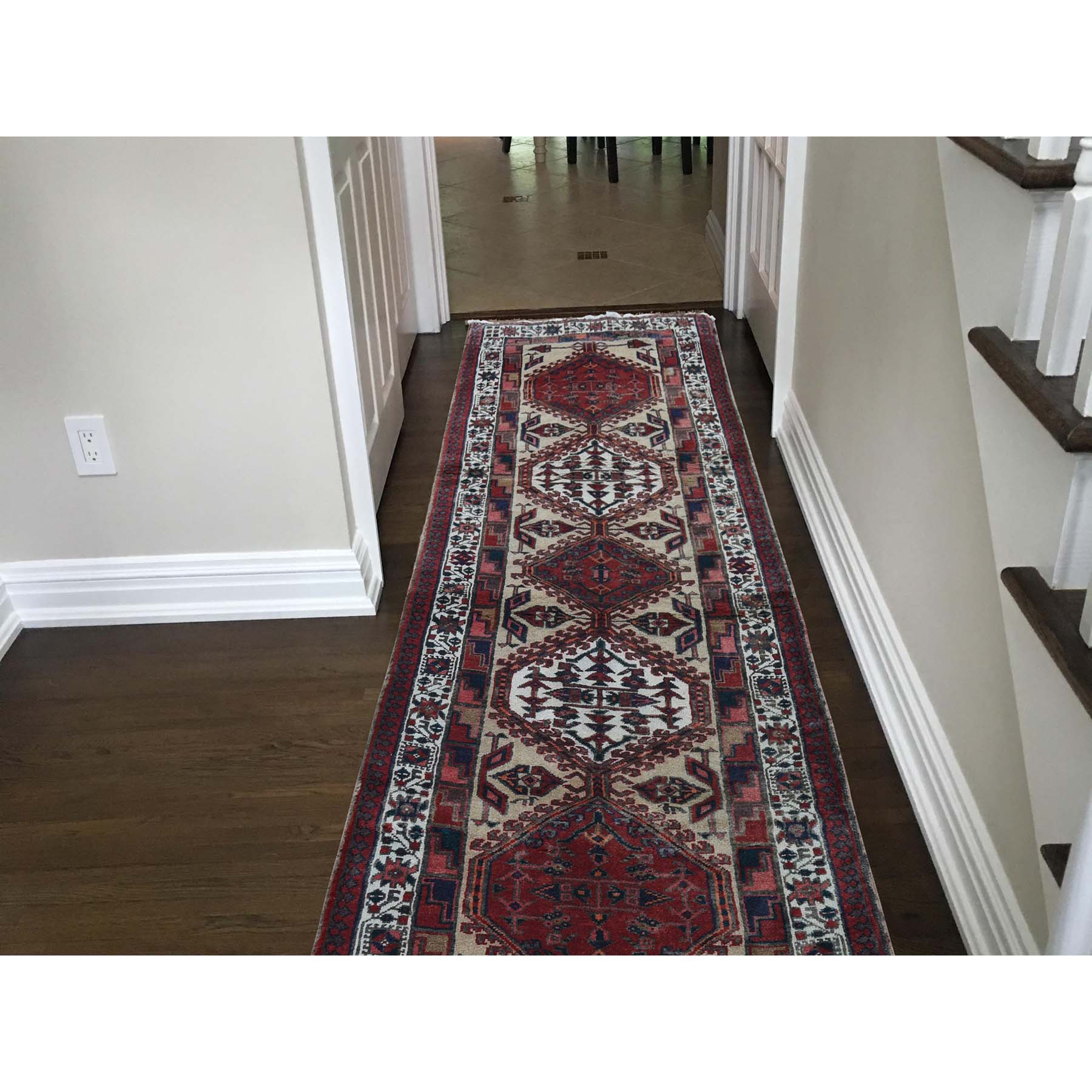 3-5 x10-5  Pure Wool Semi Antique Persian Serab Wide Runner Hand-Knotted Oriental Rug 
