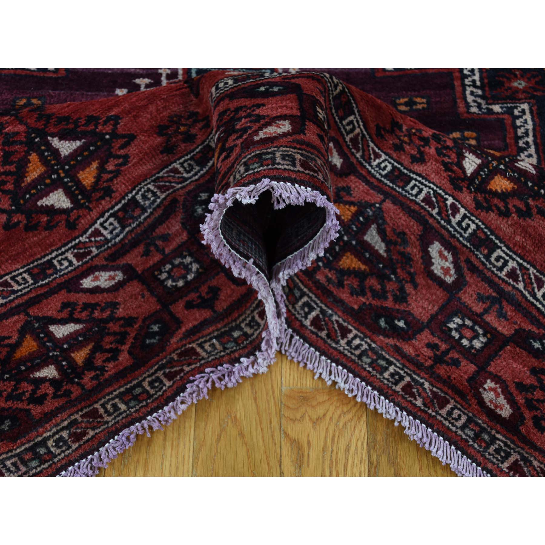 5-x10- Pure Wool Wide Runner Semi Antique Turkoman Village Hand-Knotted Oriental Rug 