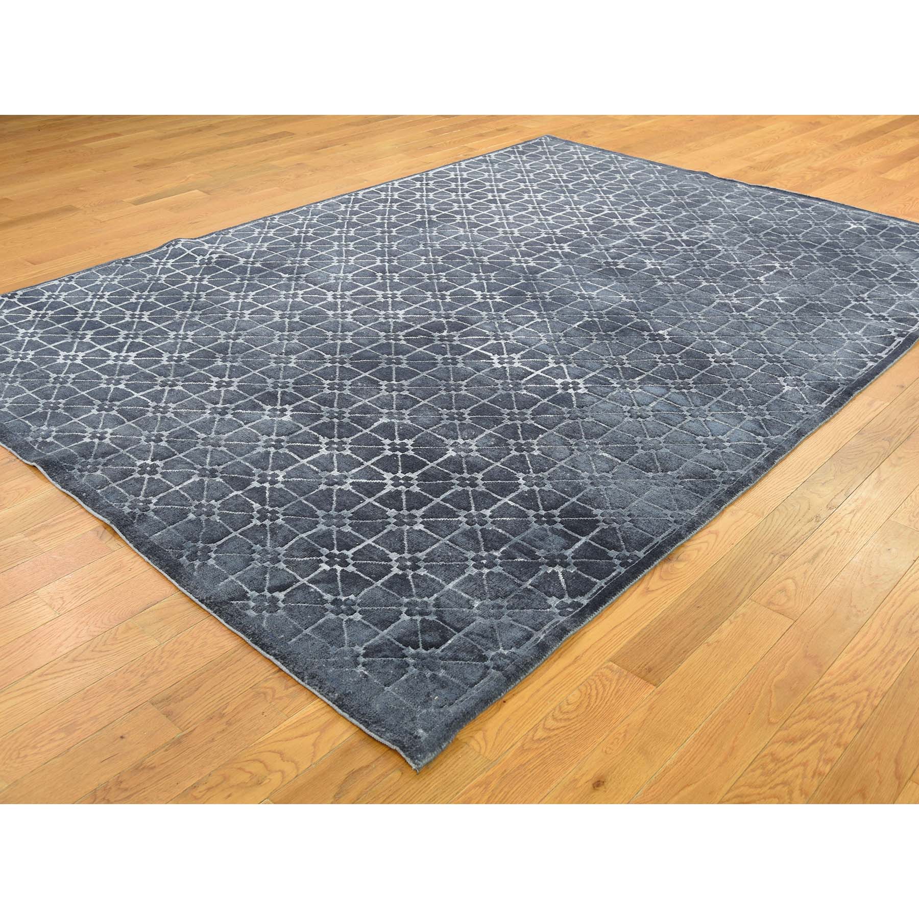 6-2 x8-10  Pure Wool Overdyed Trellis Design Hand-Knotted Oriental Rug 