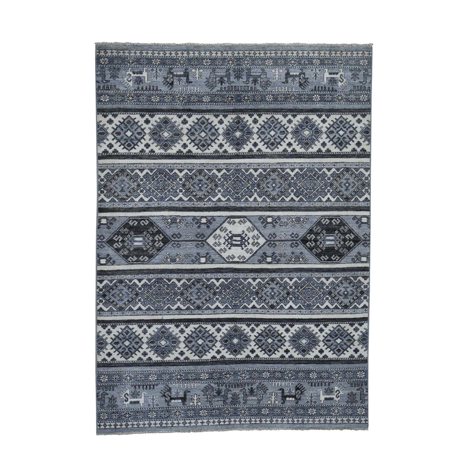 5-x7- Hand-Knotted Natural Colors Super Kazak Khorjin Design Oriental Rug 