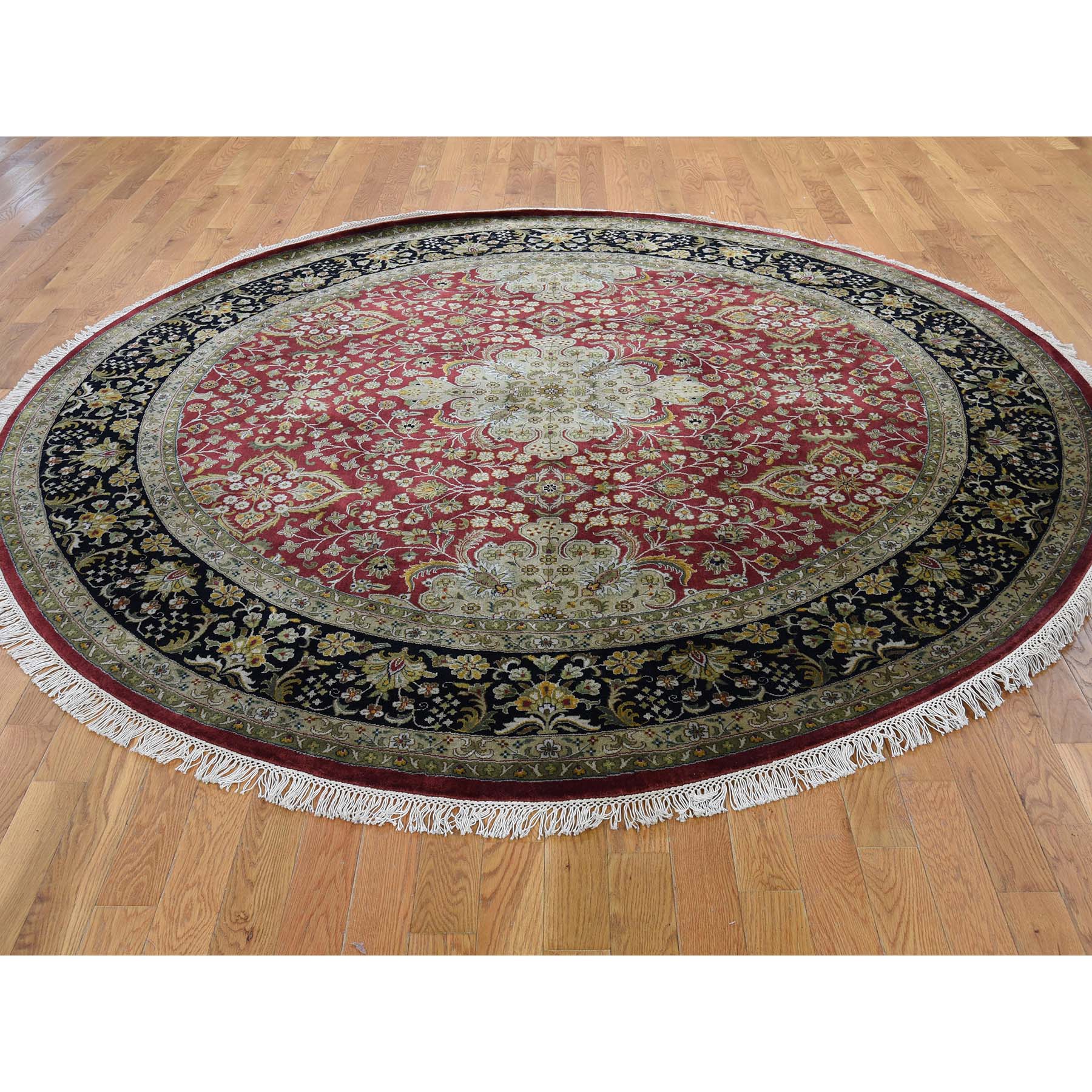 8-x8- New Zealand Wool 300 Kpsi Kashan Revival Round Hand-Knotted Oriental Rug 