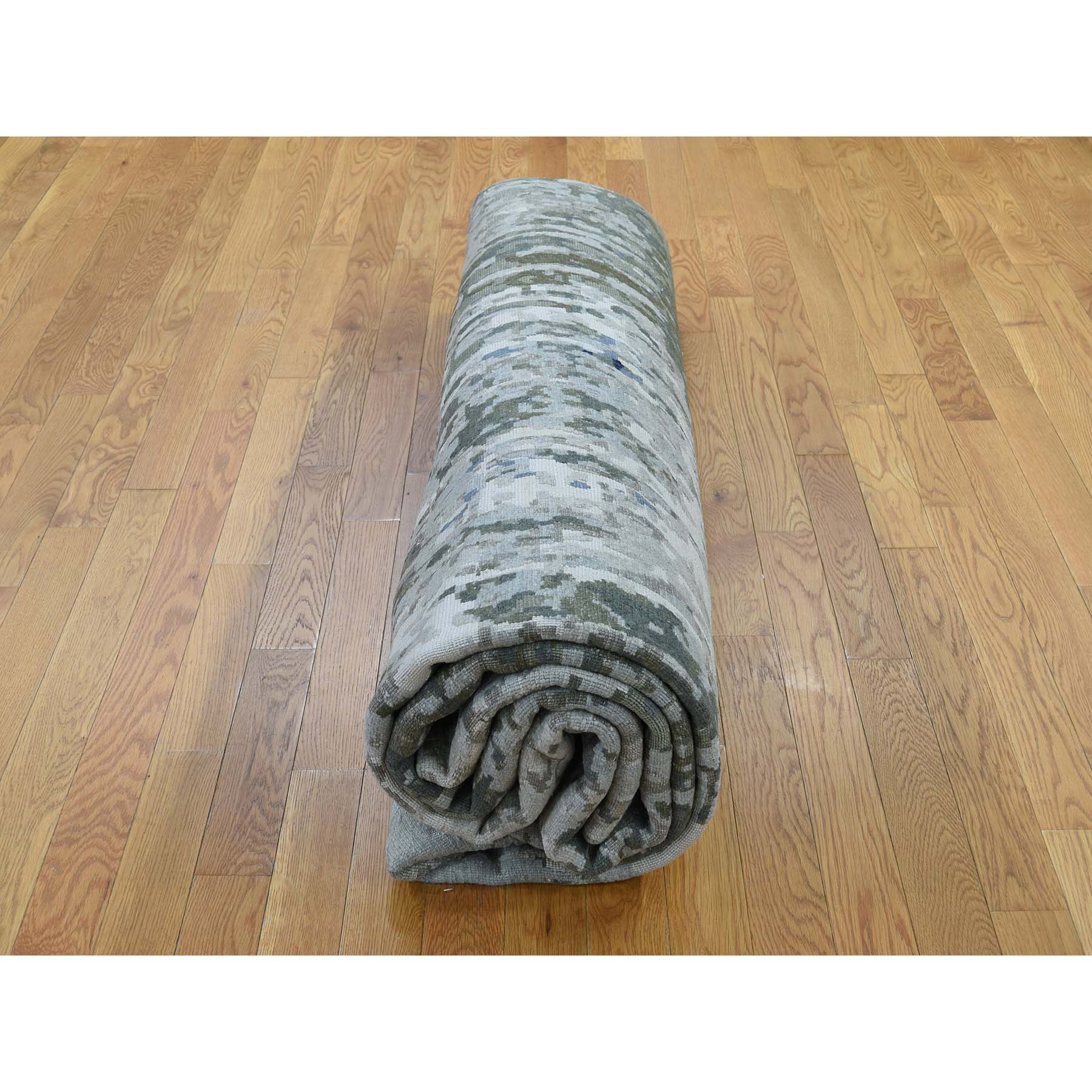 9-x11-9  Hi-Low Pile Modern Abstract Design Wool and Silk Hand Knotted Rug 