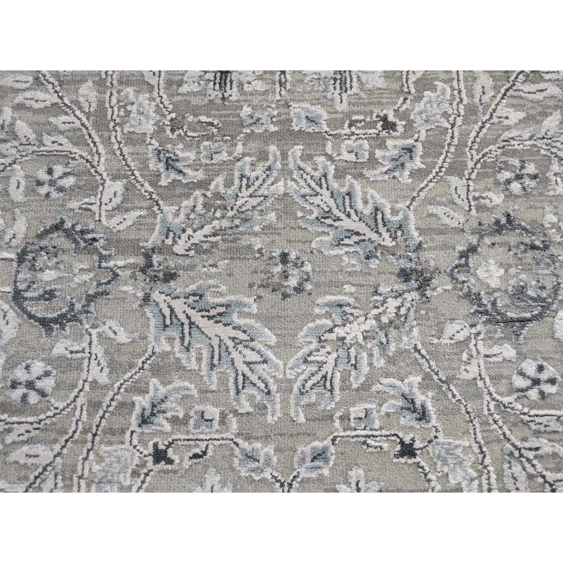 6-1 x9- Grey Transitional Kashan Design with Wool and Silk Hand Knotted Rug 