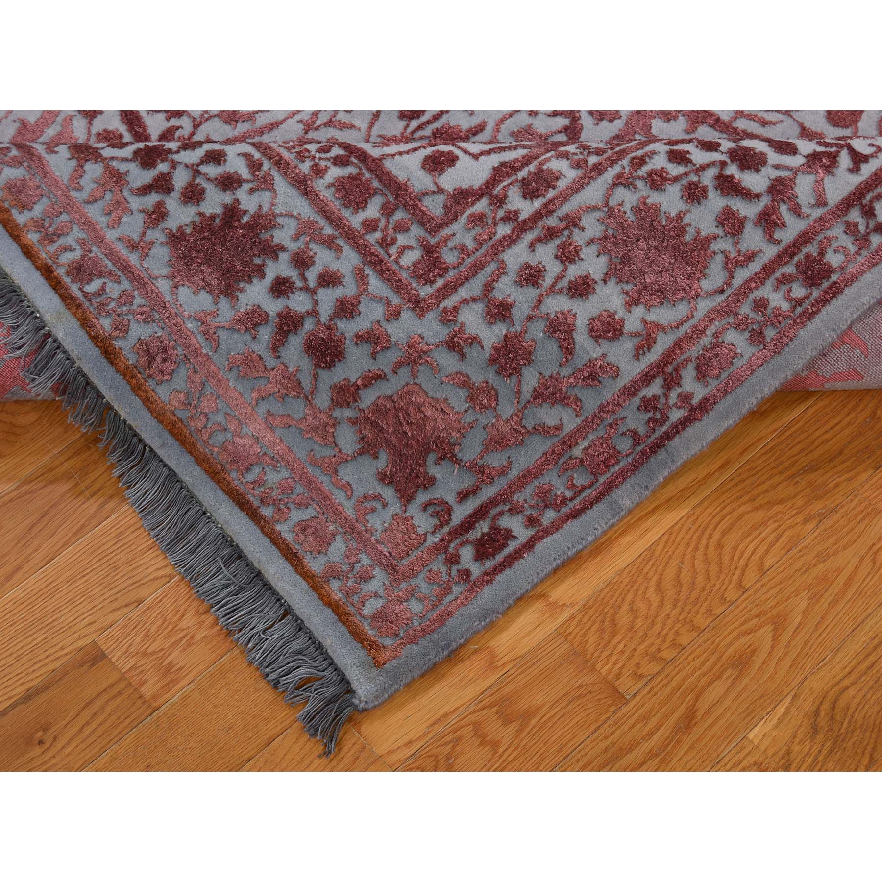 5-9 x9- Kashan Dense Weave Wool And Silk Hand-Knotted Pure Wool Rug 
