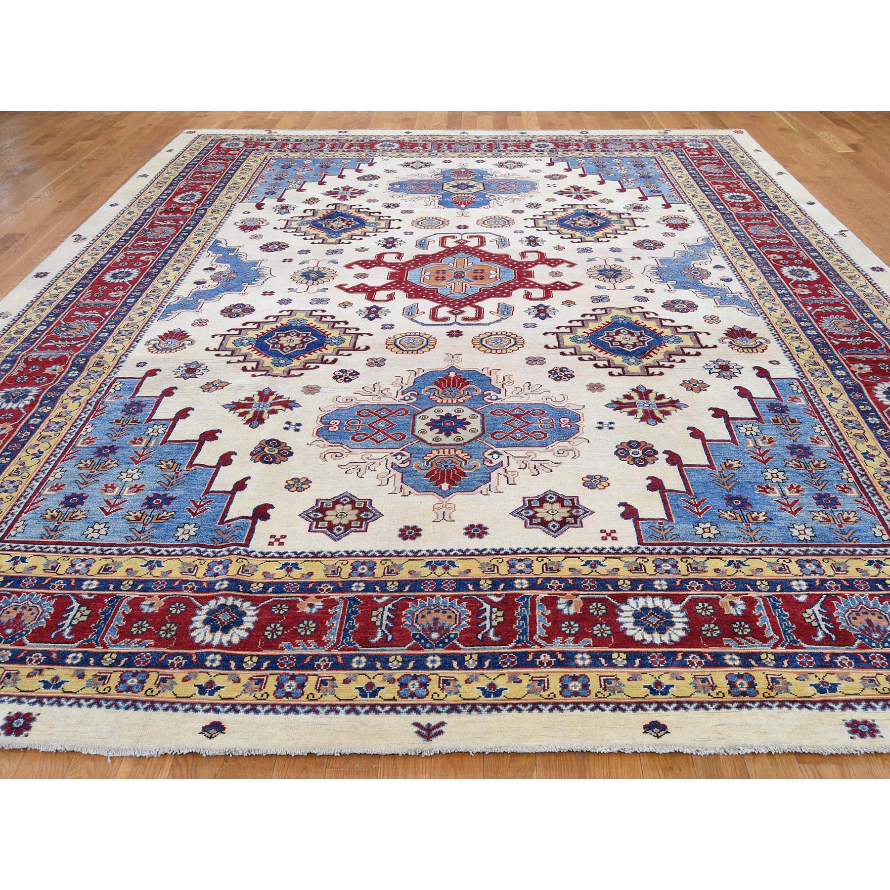 10-x13-3  Special Kazak Pure Wool Hand-Knotted Geometric Design Oriental Rug 