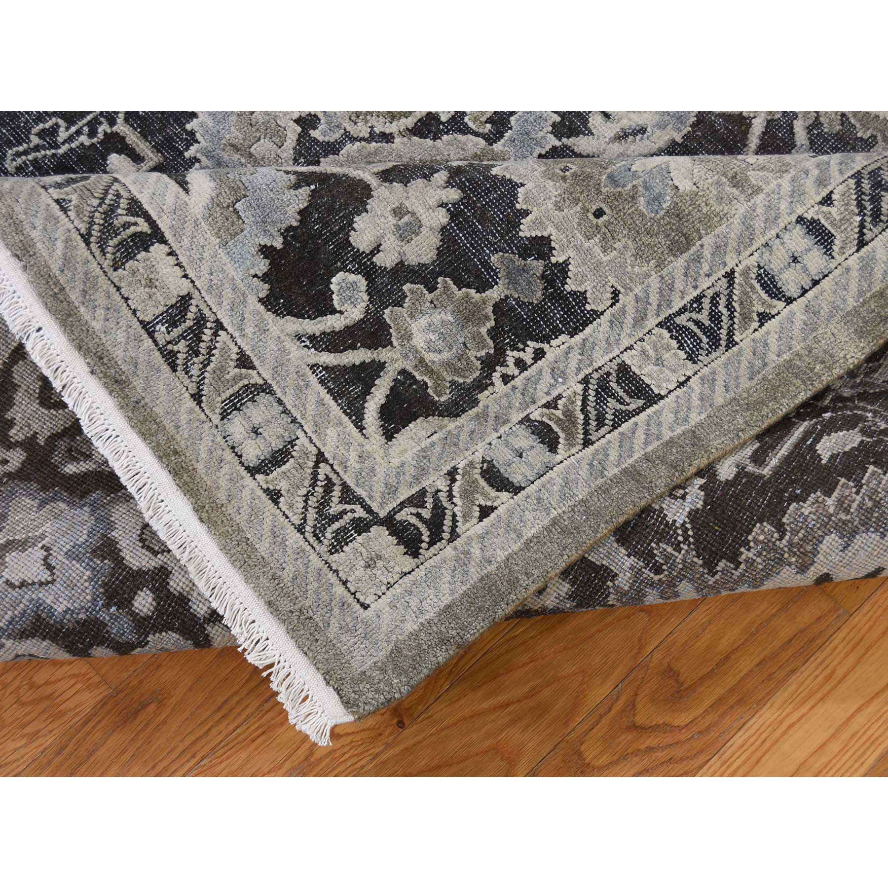 9-x12-1  Pure Silk With Textured Wool Oushak Influence Hand-Knotted Oriental Rug 