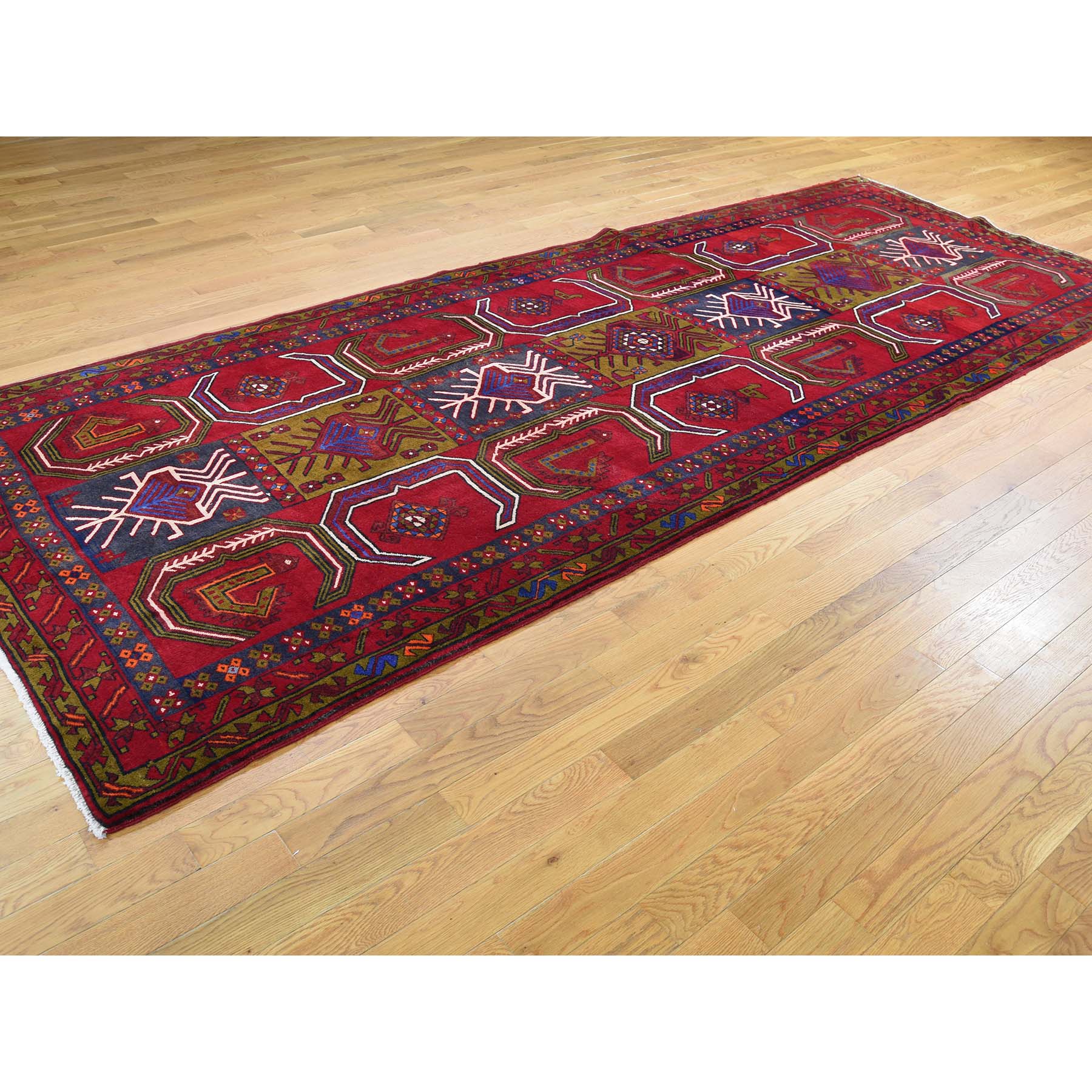 5-x12-5  Semi Antique Northeast Pure Wool Wide Gallery Runner Hand-Knotted Oriental Rug 