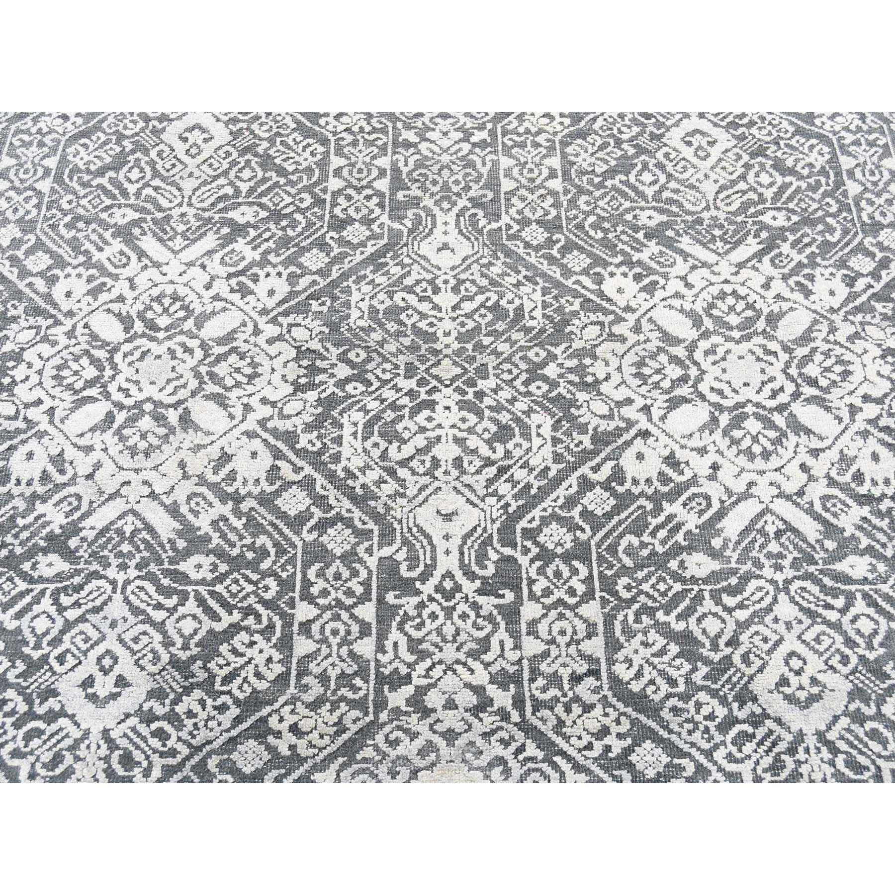 9-x12-2  Tone On Tone Silk With Textured Wool Transitional Hand-Knotted Oriental Rug 