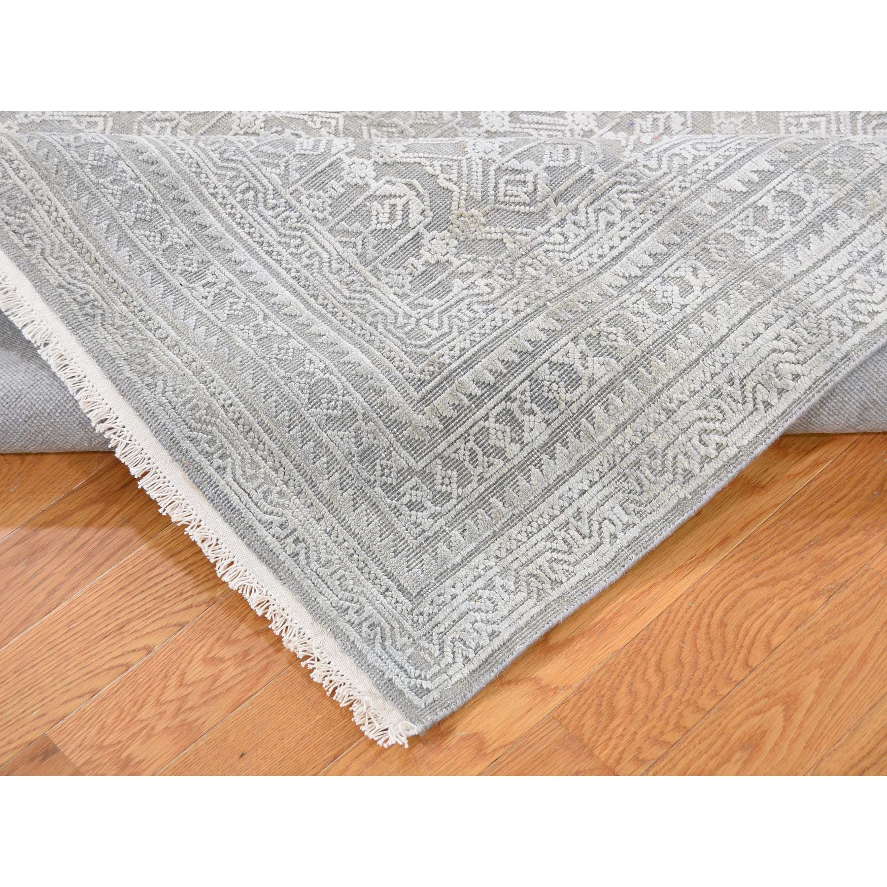 6-x9-1  Pure Silk Oxidized Wool Tone On Tone Hand-Knotted Oriental Rug 