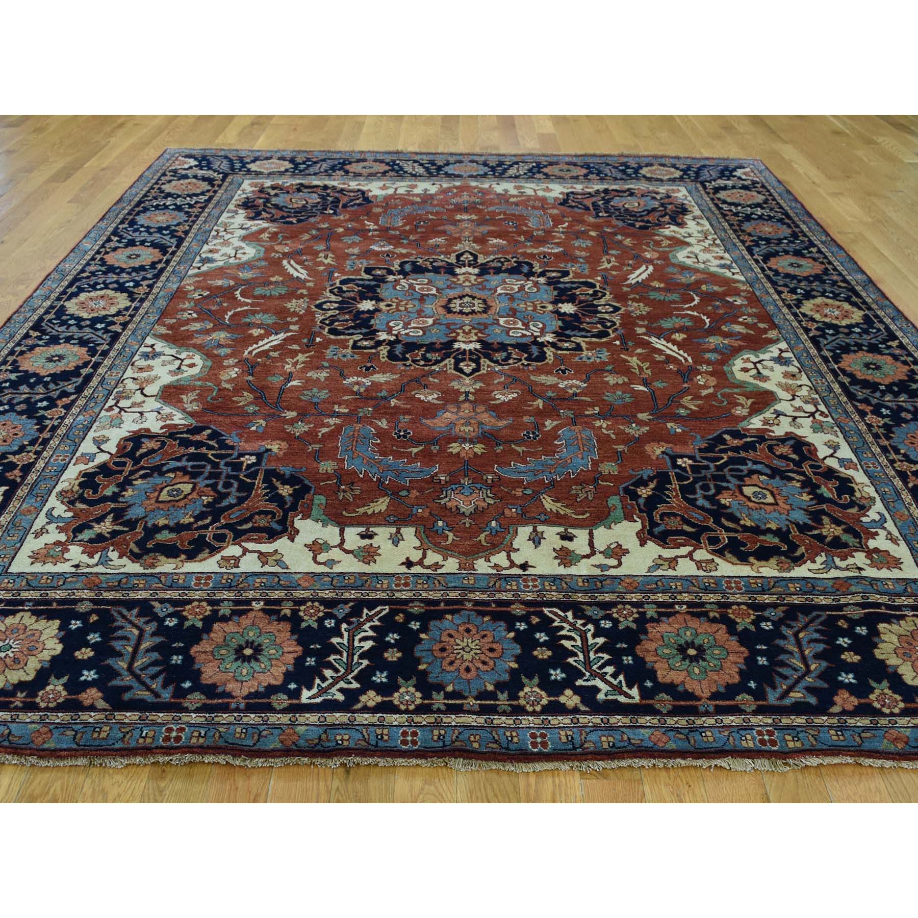 10-x13-10  Antiqued Heriz Re-creation Hand-Knotted Pure Wool Oriental Rug 