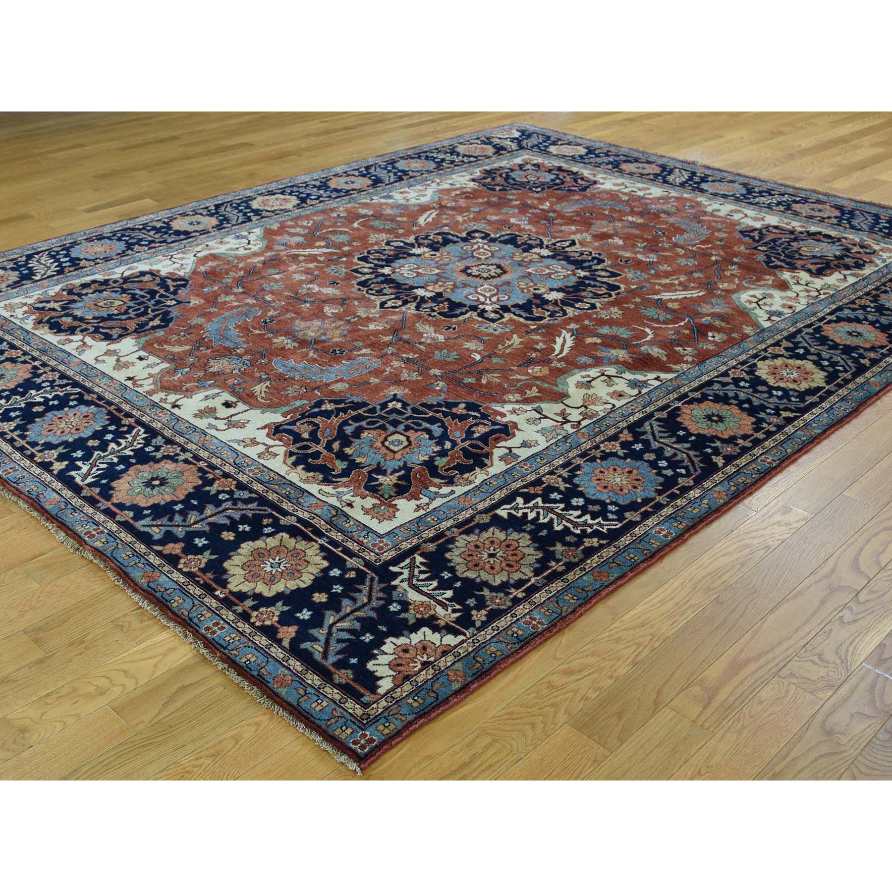 10-x13-10  Antiqued Heriz Re-creation Hand-Knotted Pure Wool Oriental Rug 