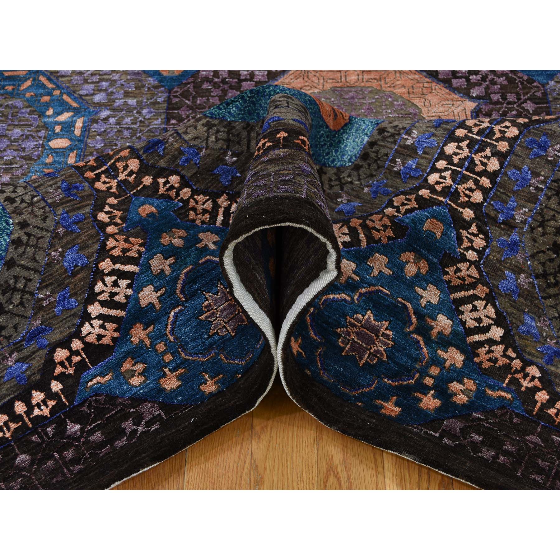 8-3 x11-5  Art Silk With Textured Wool Mamluk Design Hand-Knotted Oriental Rug 