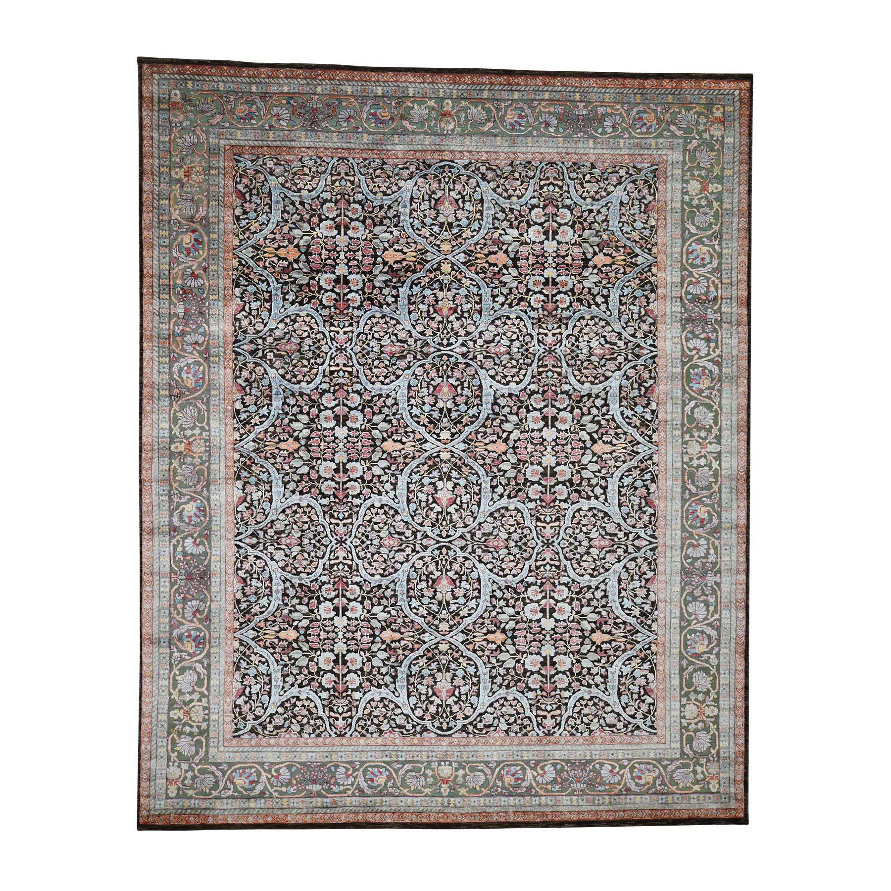 8'1"X10' Silk With Textured Wool Kashan Design Hand-Knotted Oriental Rug moadb996