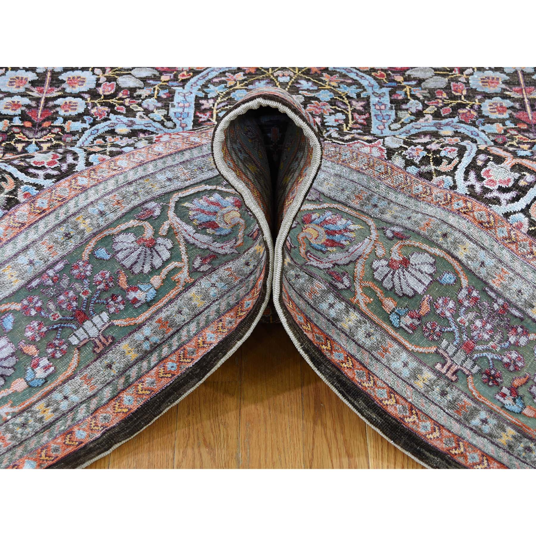 8-1 x10- Silk With Textured Wool Kashan Design Hand-Knotted Oriental Rug 