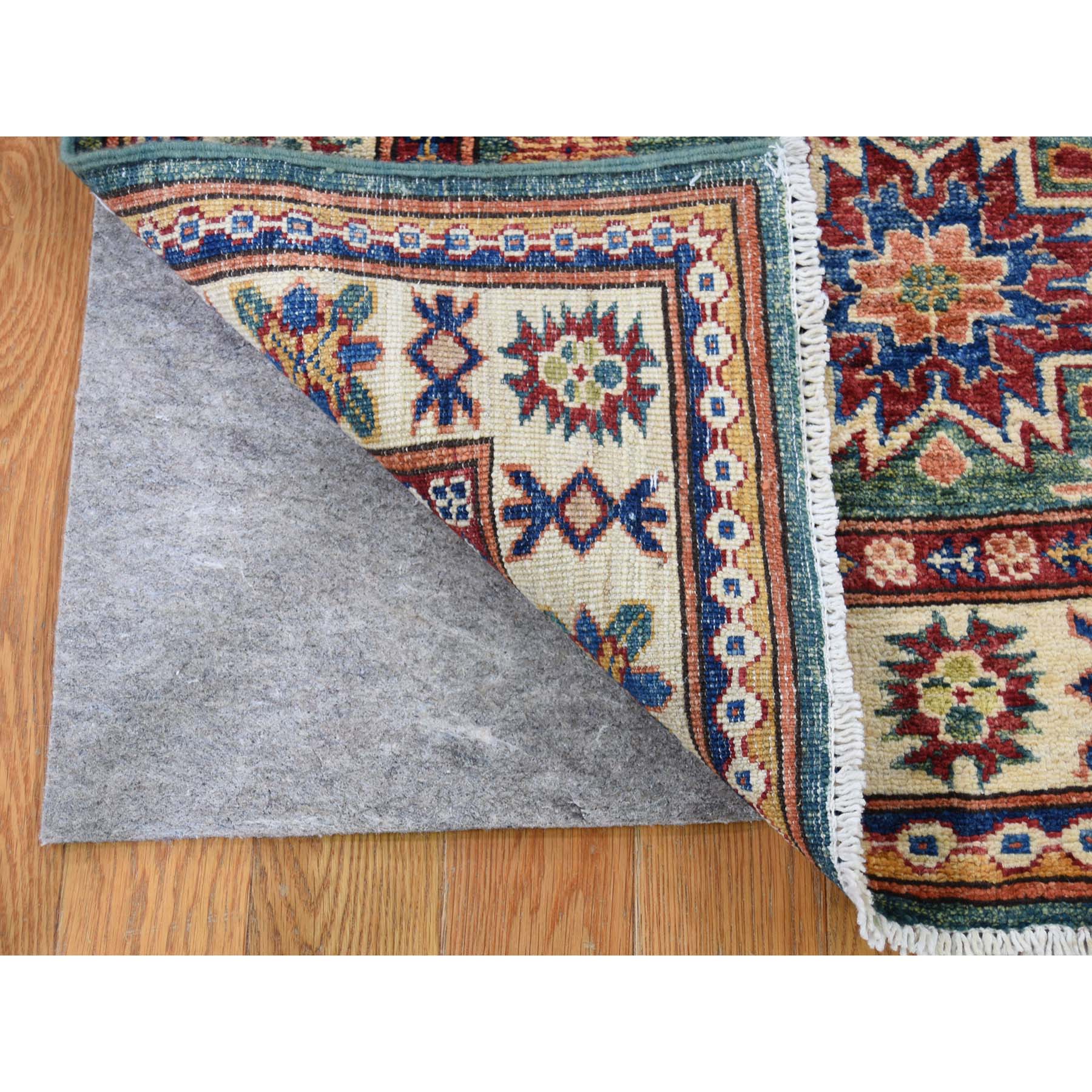 2-9 x10- Pure Wool Geometric Design Super Kazak Runner Hand-Knotted Oriental Rug 