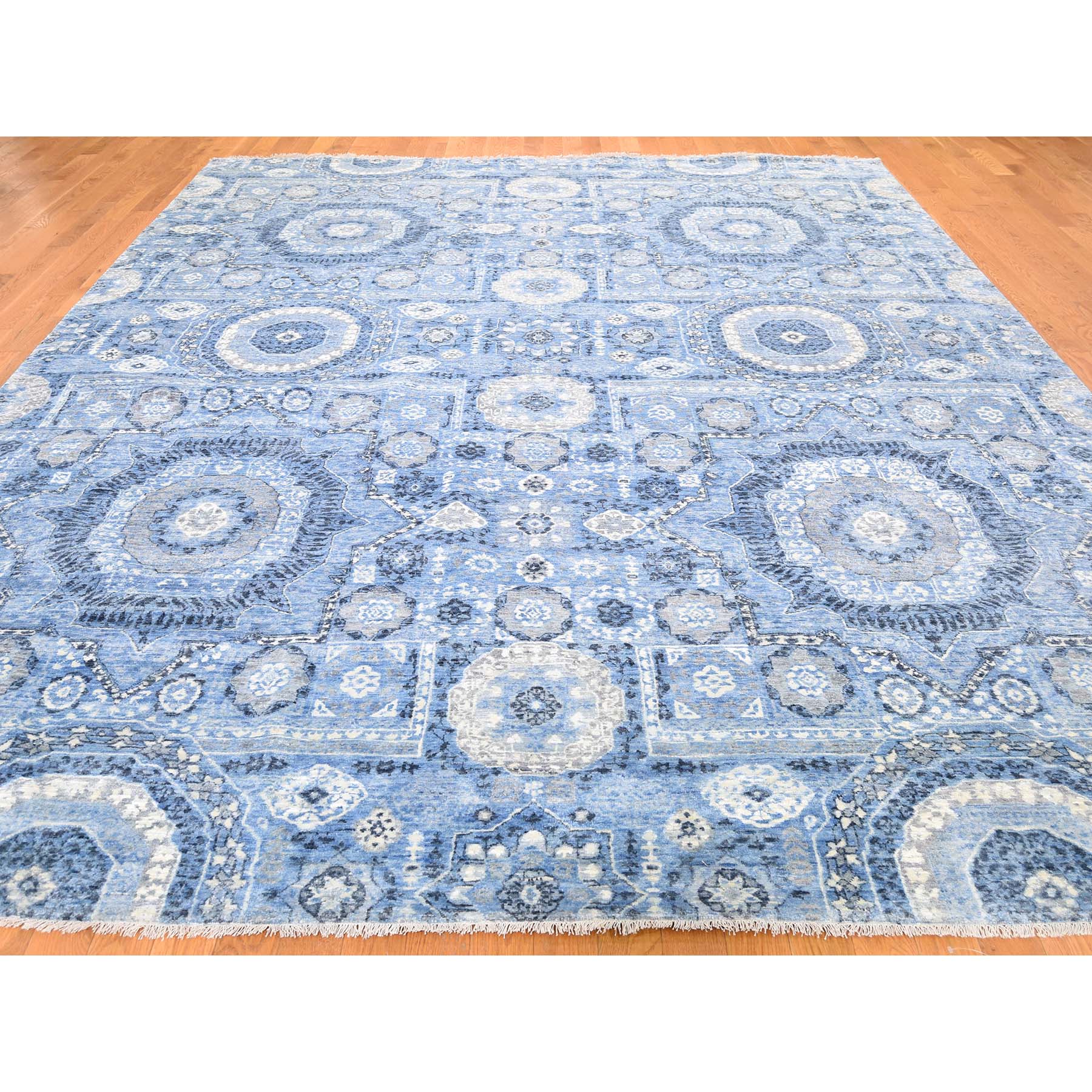 9-1 x12-4  Mamluk Design Pure Silk Antiqued Hand-Knotted Oriental Rug 