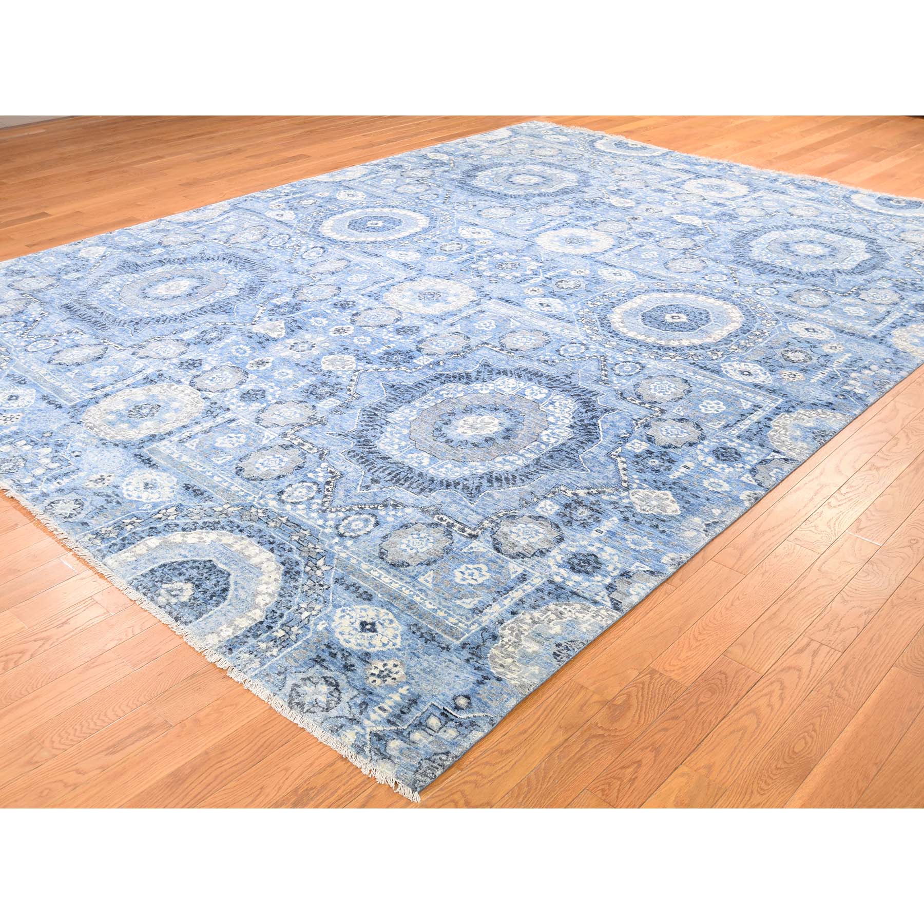 9-1 x12-4  Mamluk Design Pure Silk Antiqued Hand-Knotted Oriental Rug 