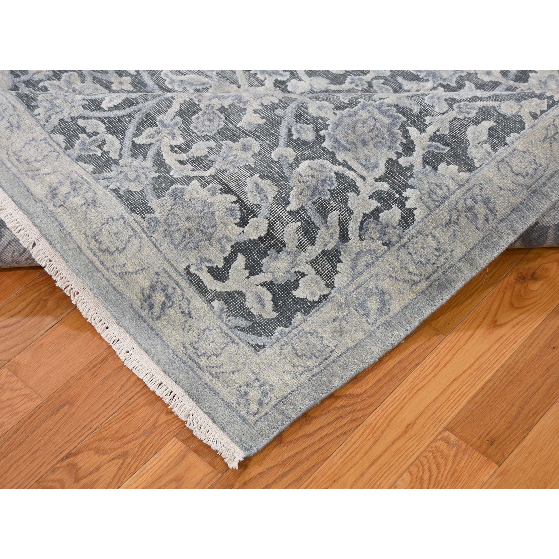 9-x11-8  Pure Silk With Oxidized Wool Oushak Influence Hand-Knotted Oriental Rug 