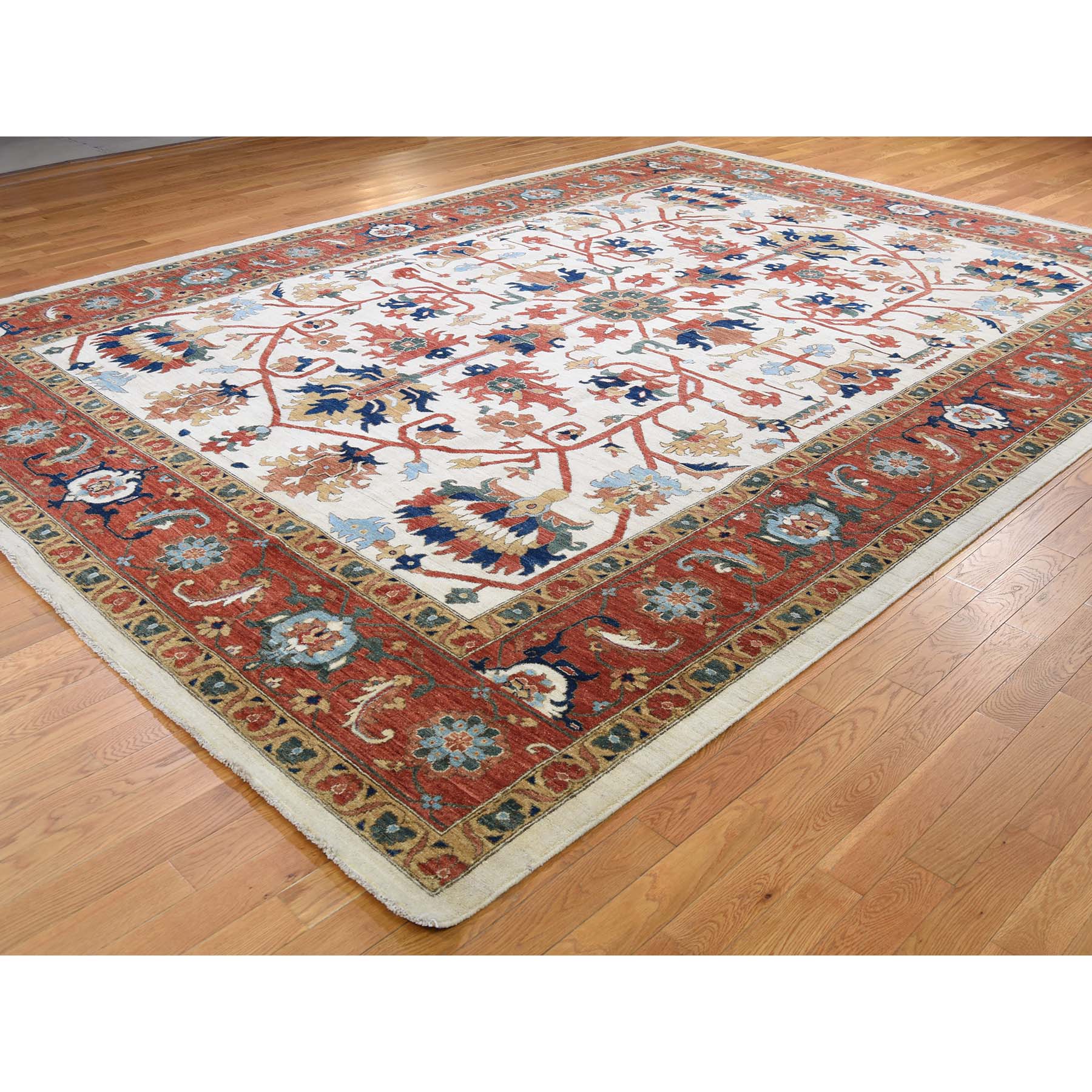 10-2 x13-10  Peshawar Pure Wool All-over Heriz Design Hand-Knotted Oriental Rug 