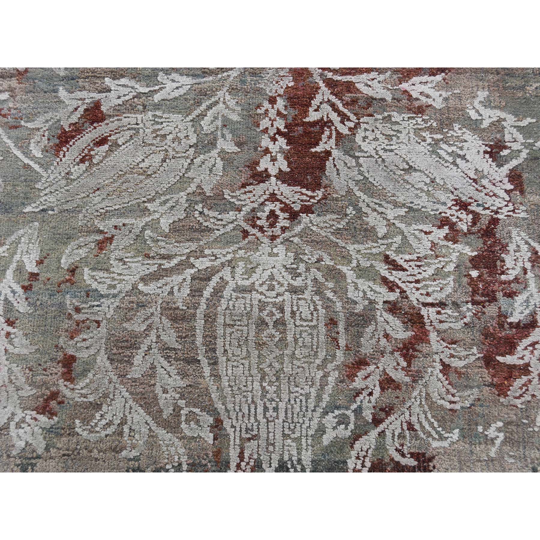 5-2 x7-1  Broken Tulip Design Silk With Oxidized Wool Hand-Knotted Oriental Rug 