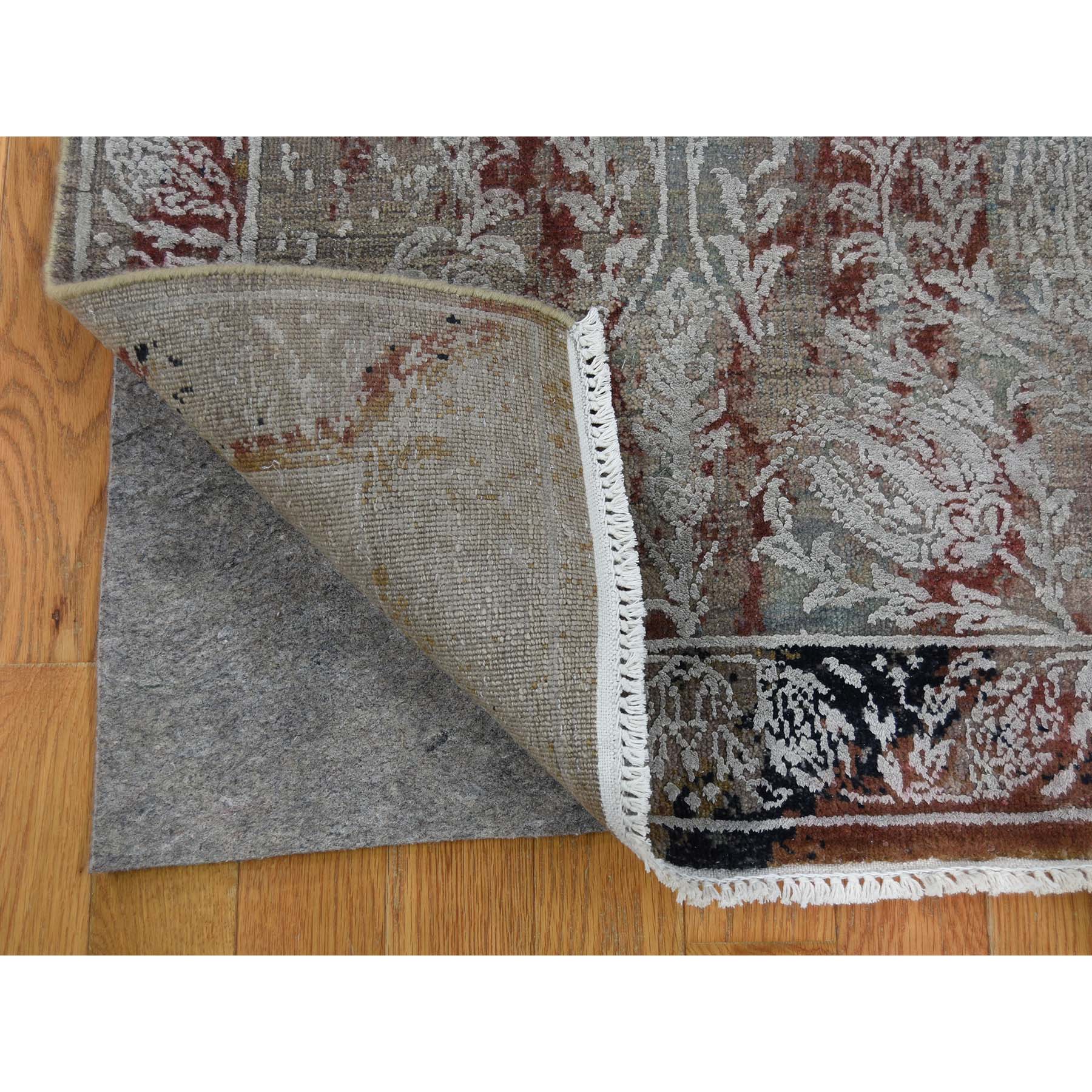 2-6 x6-1  Broken Tulip Design Silk With Oxidized Wool Runner Hand-Knotted Oriental Rug 