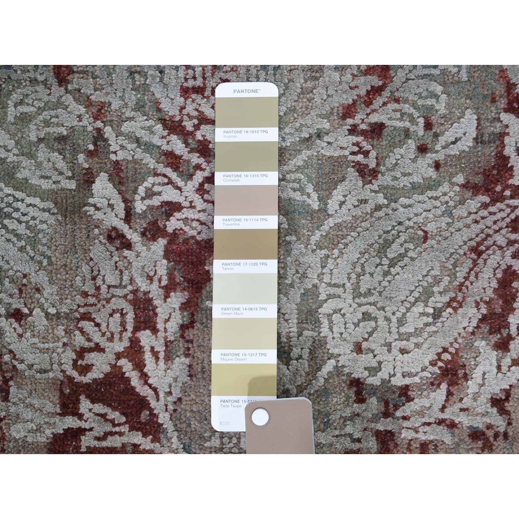 2-6 x6-1  Broken Tulip Design Silk With Oxidized Wool Runner Hand-Knotted Oriental Rug 
