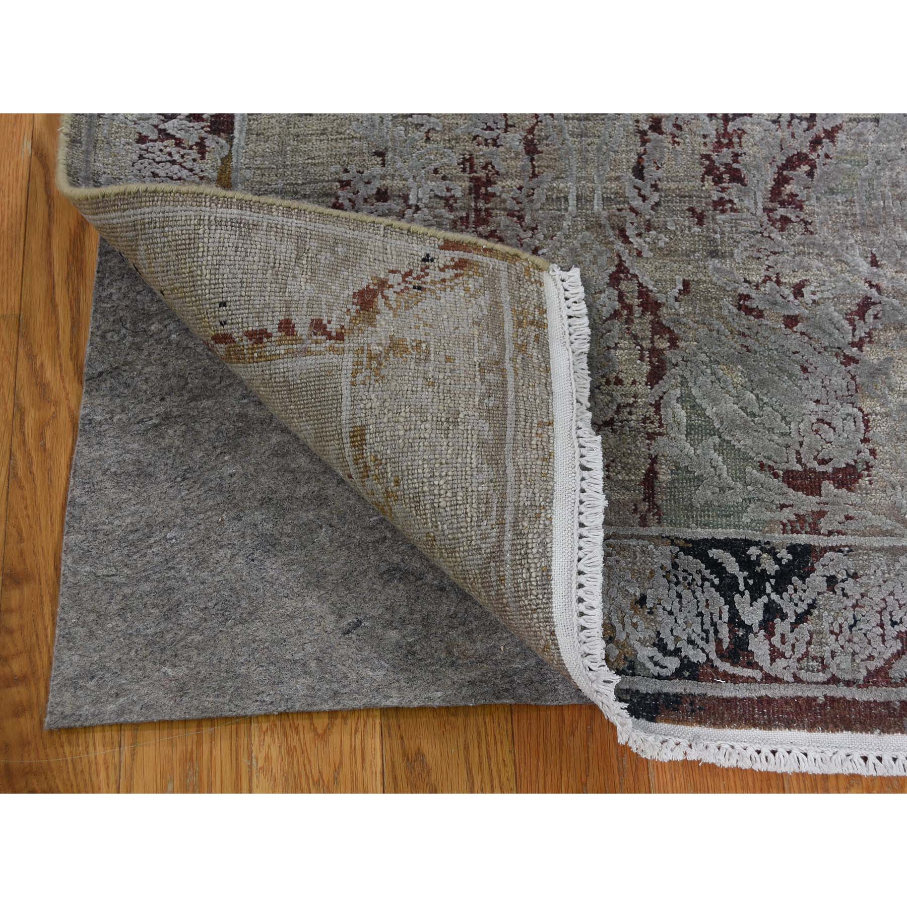 2-6 x9-10  Silk With Oxidized Wool Broken Tulip Design Runner Hand-Knotted Oriental Rug 