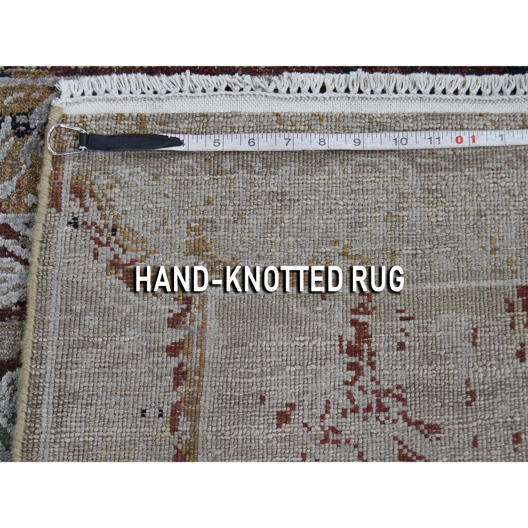 2-6 x9-10  Silk With Oxidized Wool Broken Tulip Design Runner Hand-Knotted Oriental Rug 