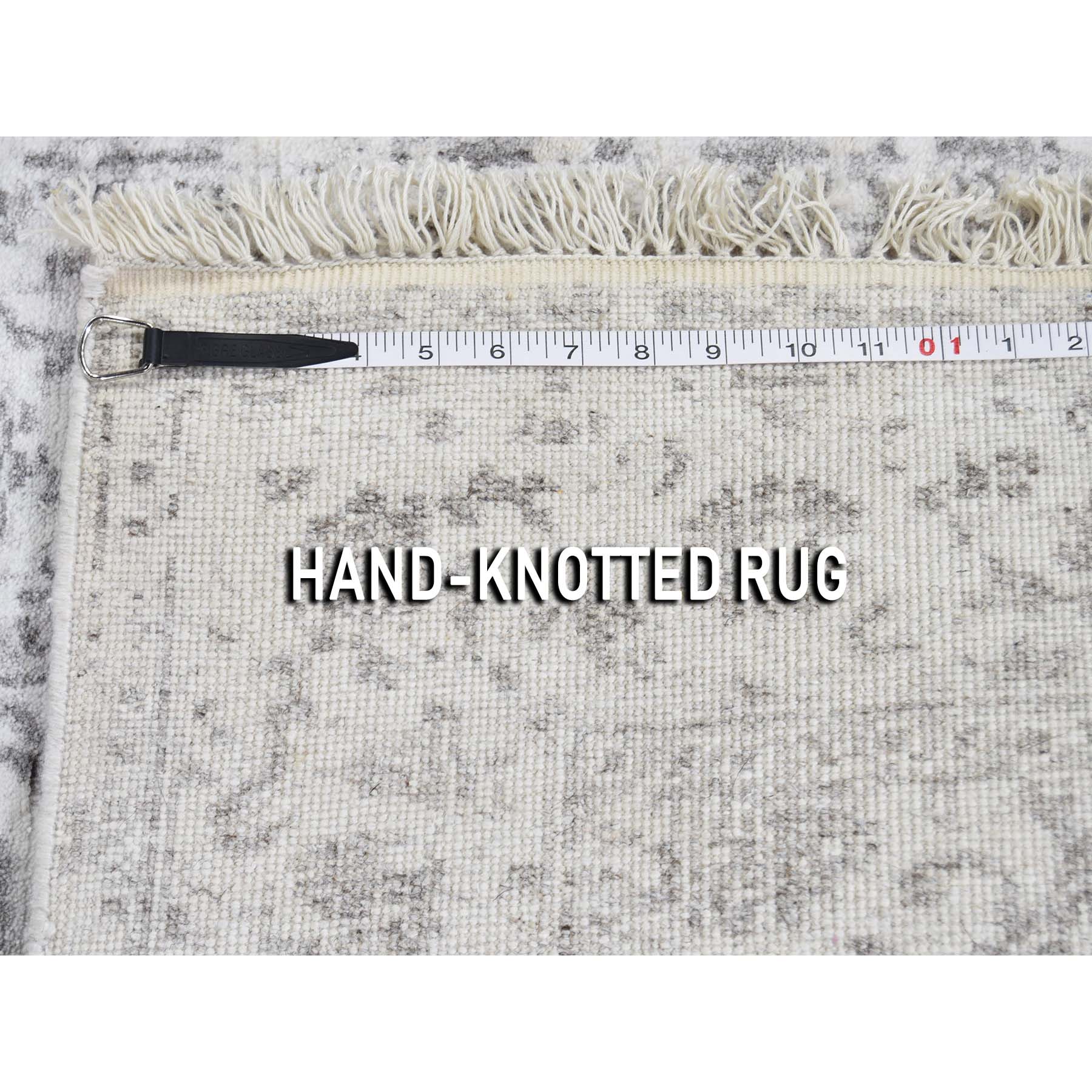 2-6 x6- Broken Tabriz Mahi Design Wool And Silk Blend Runner Hand-Knotted Oriental Rug 