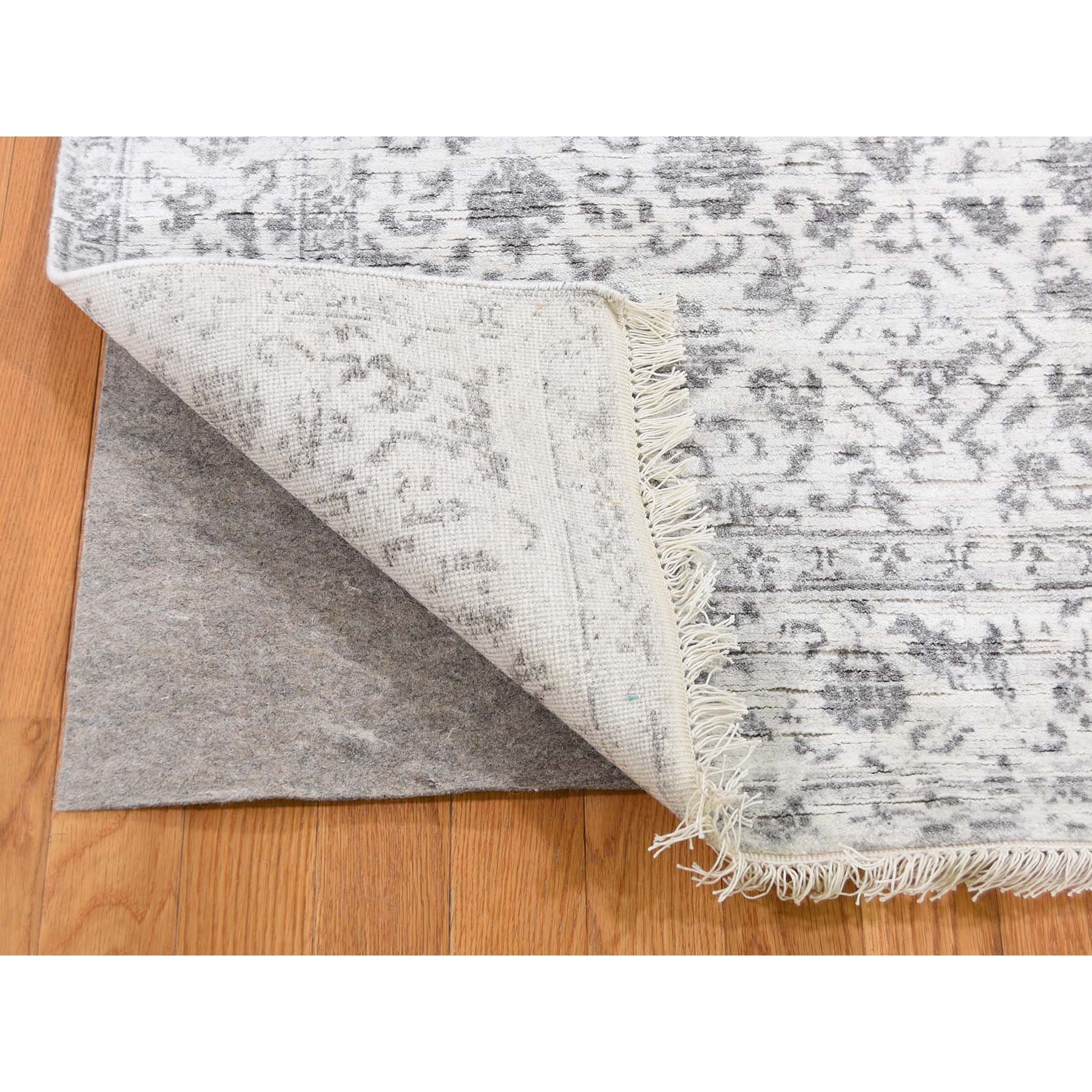 4-1 x6-2  Broken Tabriz Mahi Design Wool And Silk Blend Hand-Knotted Oriental Rug 