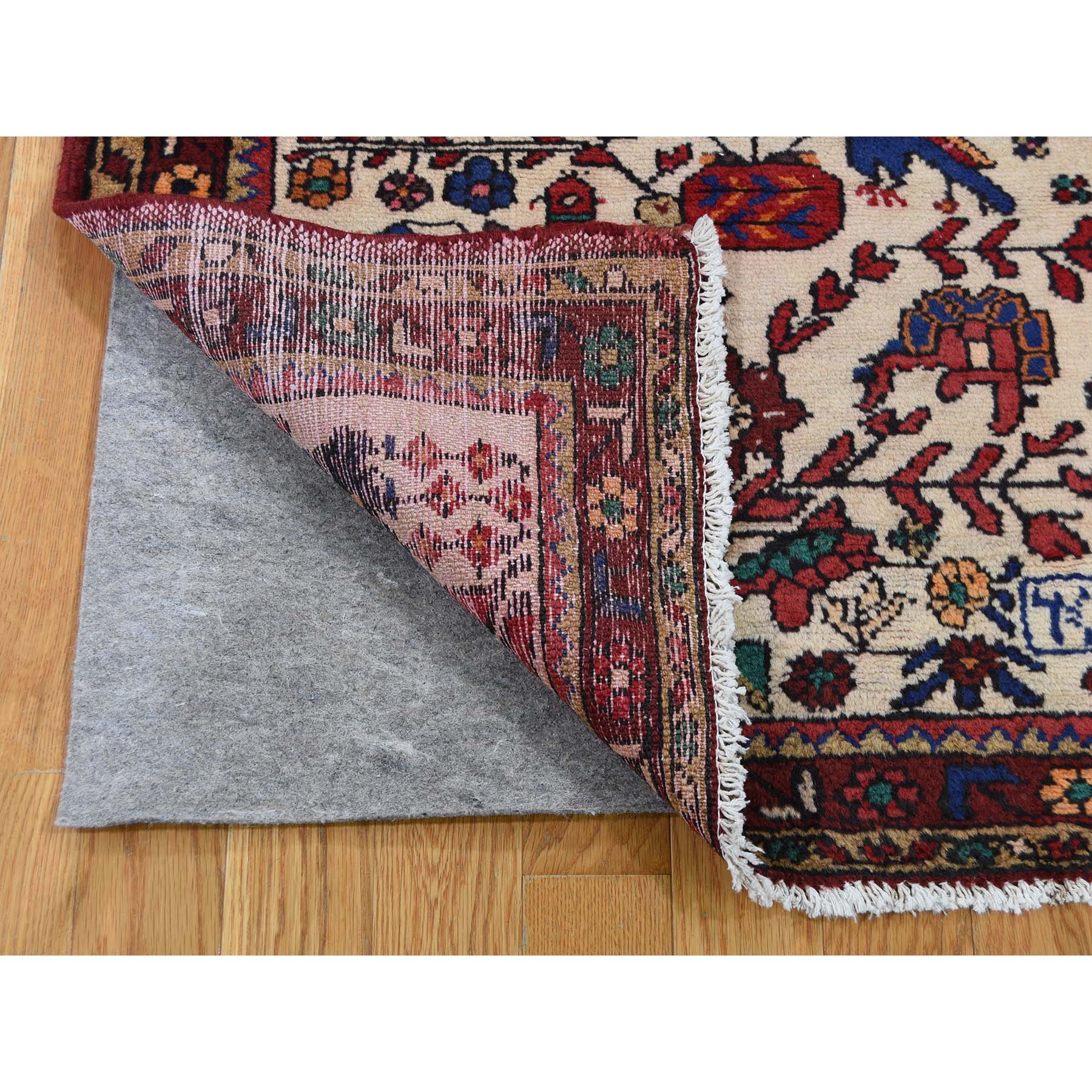 2-8 x4- Vintage Persian Hamadan With Birds Pure Wool Hand-Knotted Oriental Rug 