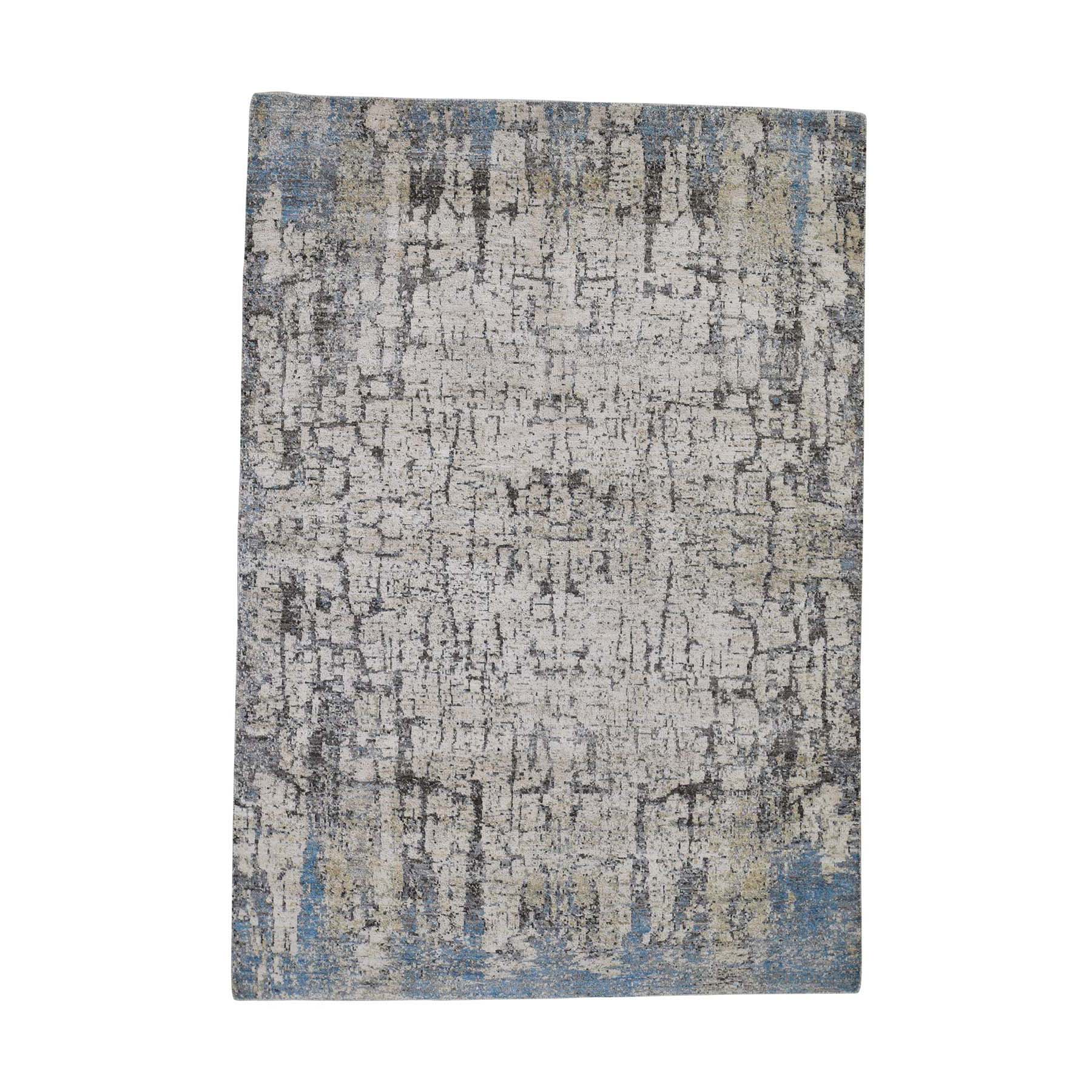 5'1"X7'2" Abstract Hand-Knotted Hi-Lo Pile The Tree Bark Soft Wool Oriental Rug moadce8d