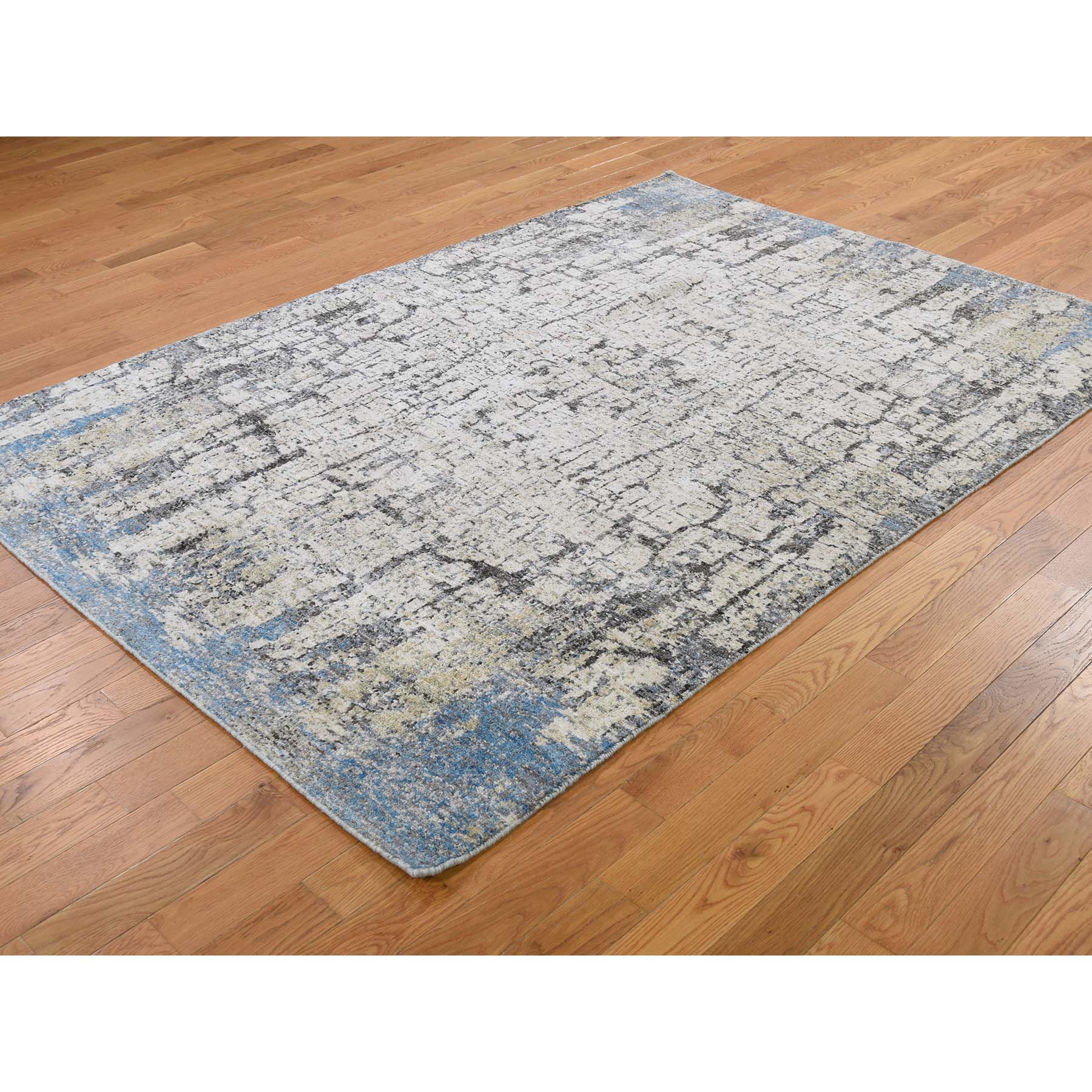 5-1 x7-2  Abstract Hand-Knotted Hi-Lo Pile THE TREE BARK Soft Wool Oriental Rug 