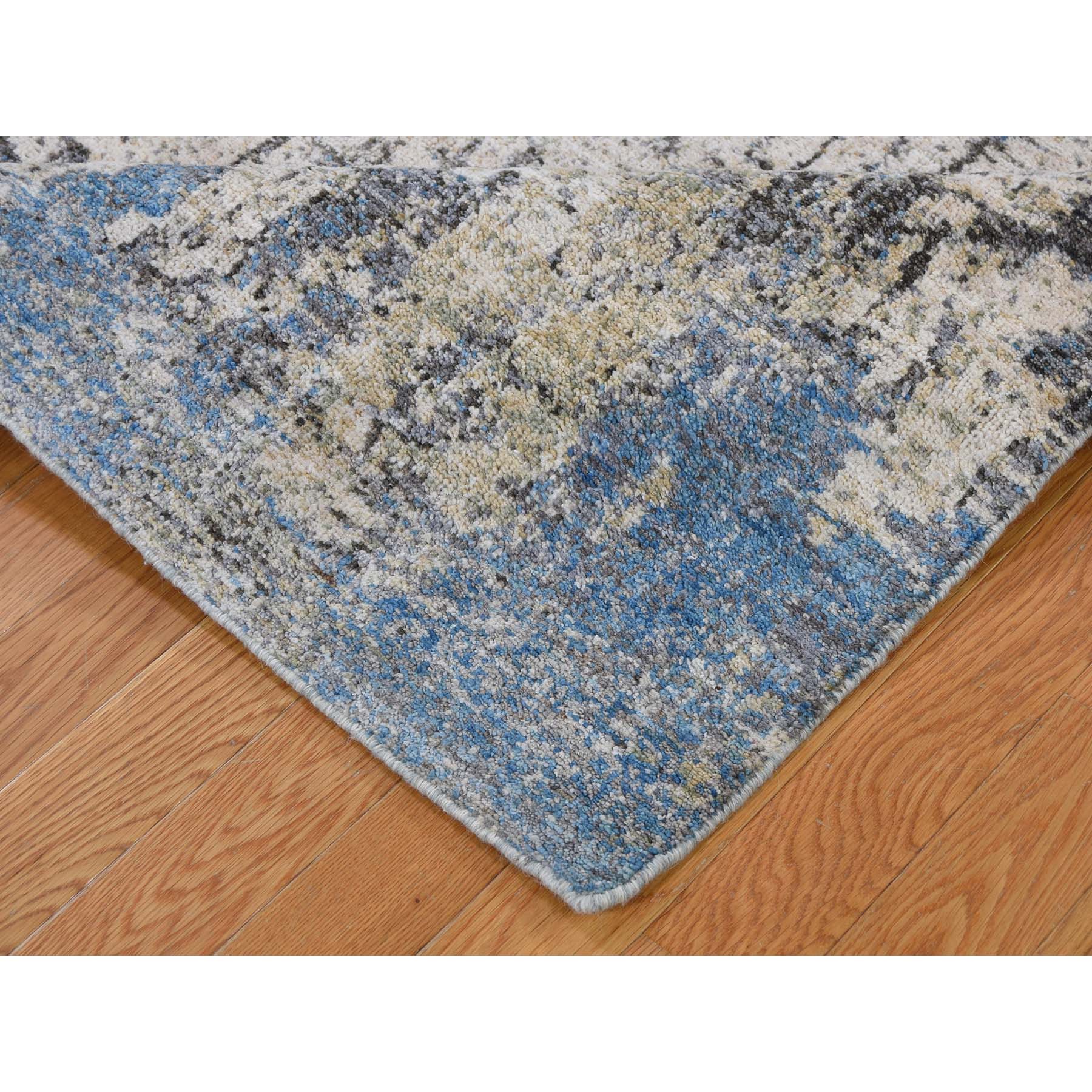 5-1 x7-2  Abstract Hand-Knotted Hi-Lo Pile THE TREE BARK Soft Wool Oriental Rug 