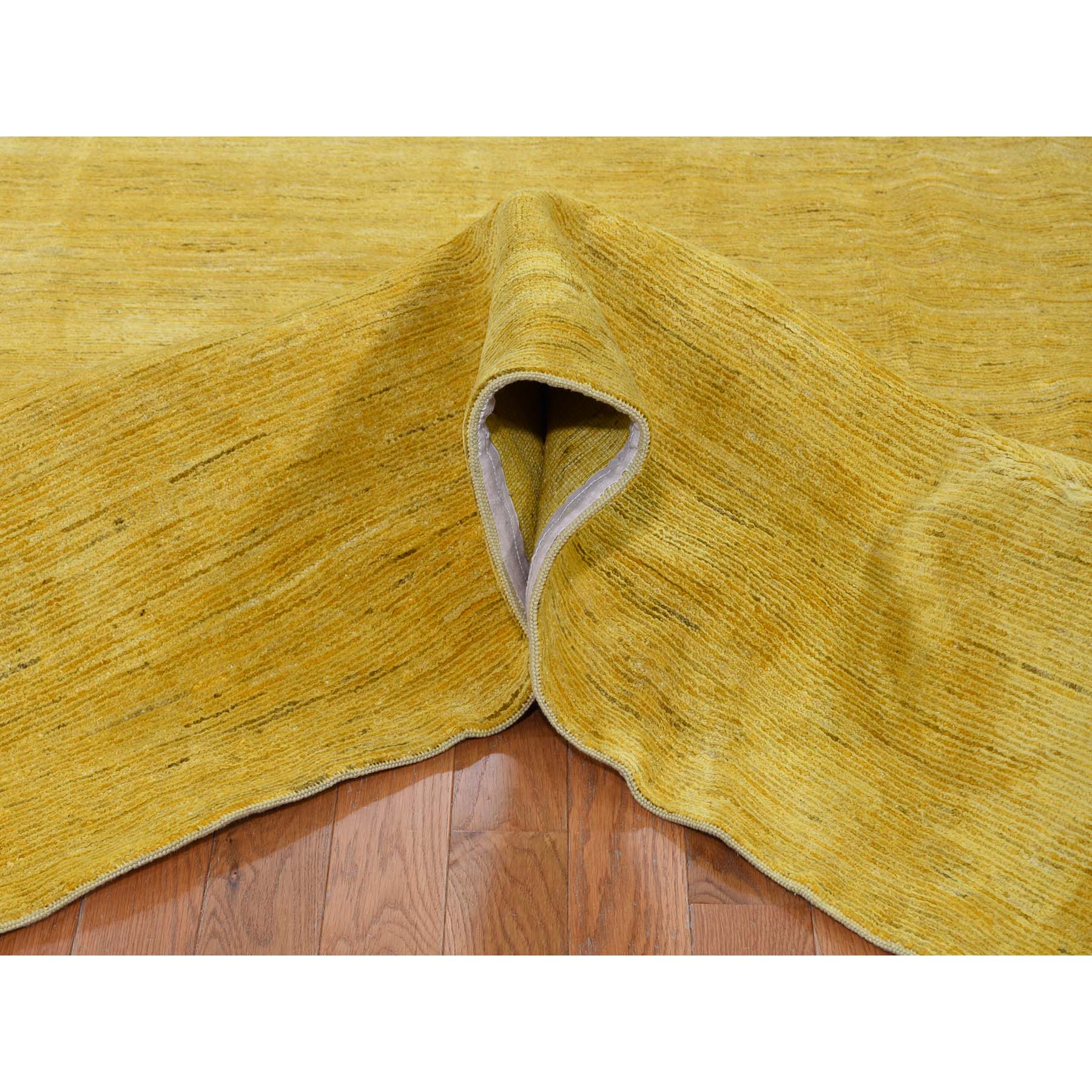 11-9 x14-10  Gabbeh Design Peshawar Oversize Yellow Pure Wool Hand Knotted Oriental Rug 