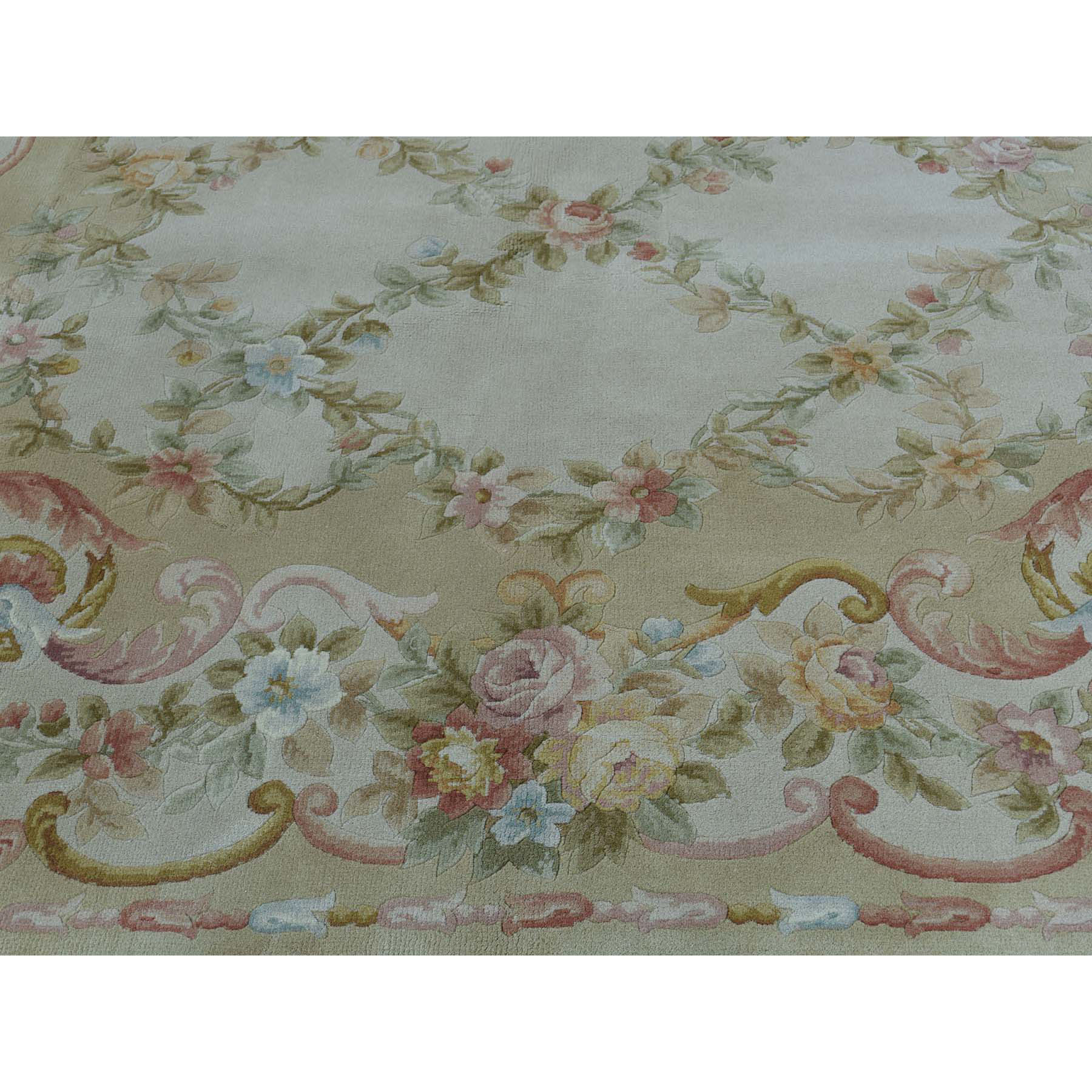 8-x10- Savonnerie Floral Trellis Design Thick And Plush Hand-Knotted Oriental Rug 