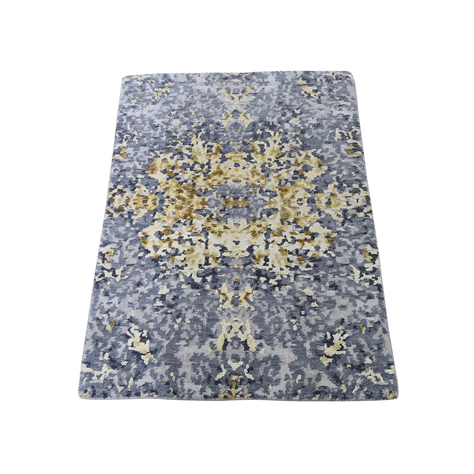 2-x3- Wool And Silk Abstract Design Hand-Knotted Modern Oriental Rug 