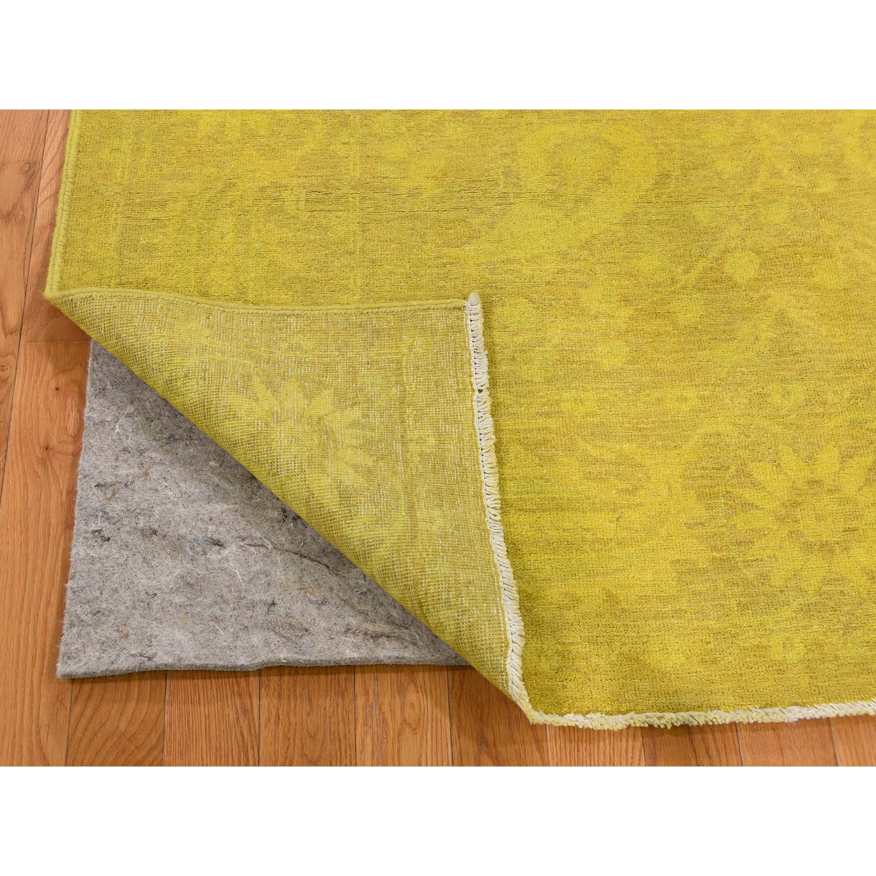 5-x6-7  Hand-Knotted Yellow Overdyed Peshawar Pure Wool Oriental Rug 