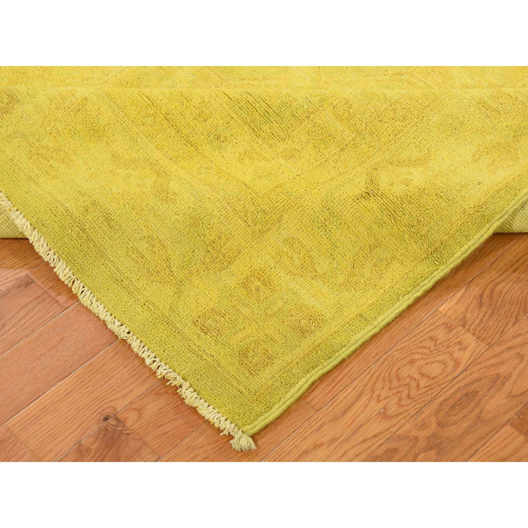 6-x9-1  Yellow Overdyed Peshawar Pure Wool Hand Knotted Oriental Rug 