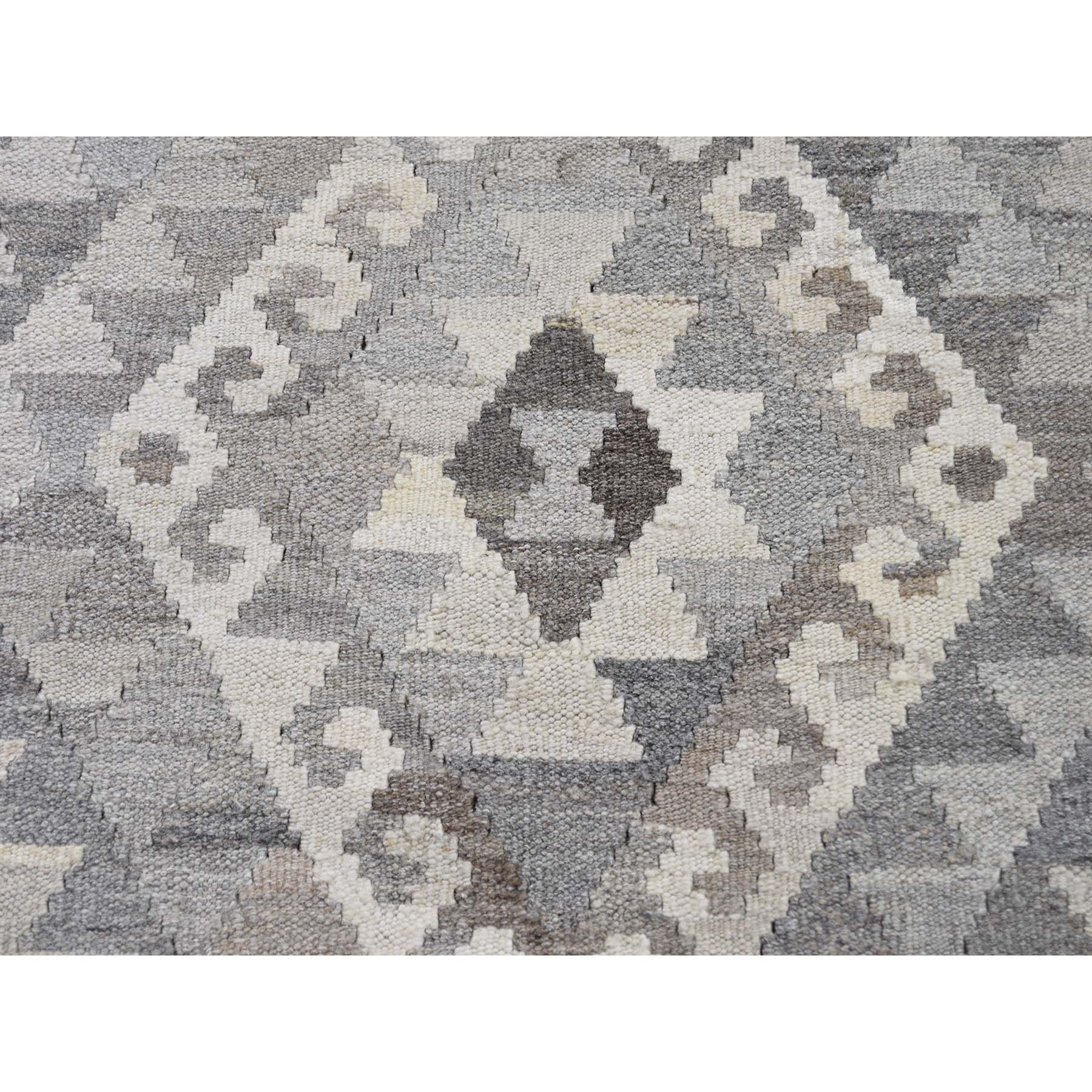 3-x4-2  Afghan Kilim Reversible Undyed Natural Wool Hand Woven Oriental Rug 