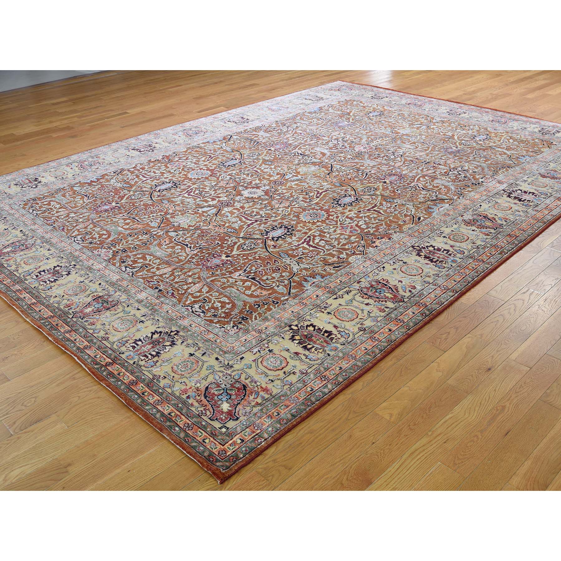 8-10 x12-4  Oushak Design Silk WIth Textured Wool Hand-Knotted Oriental Rug 