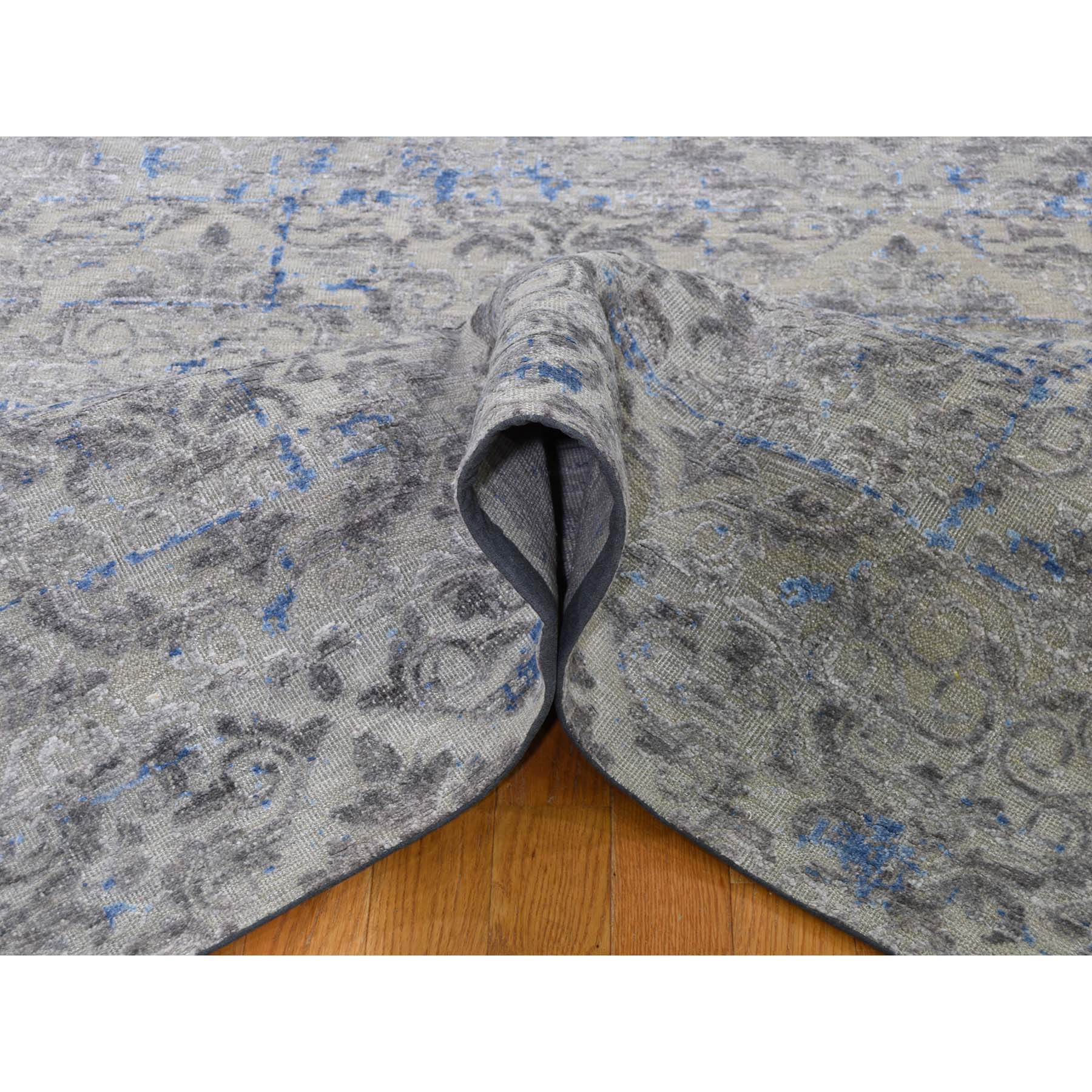 9-x12-2  Pure Silk With Textured Wool Trellis Garden Design  Hand-Knotted Oriental Rug 