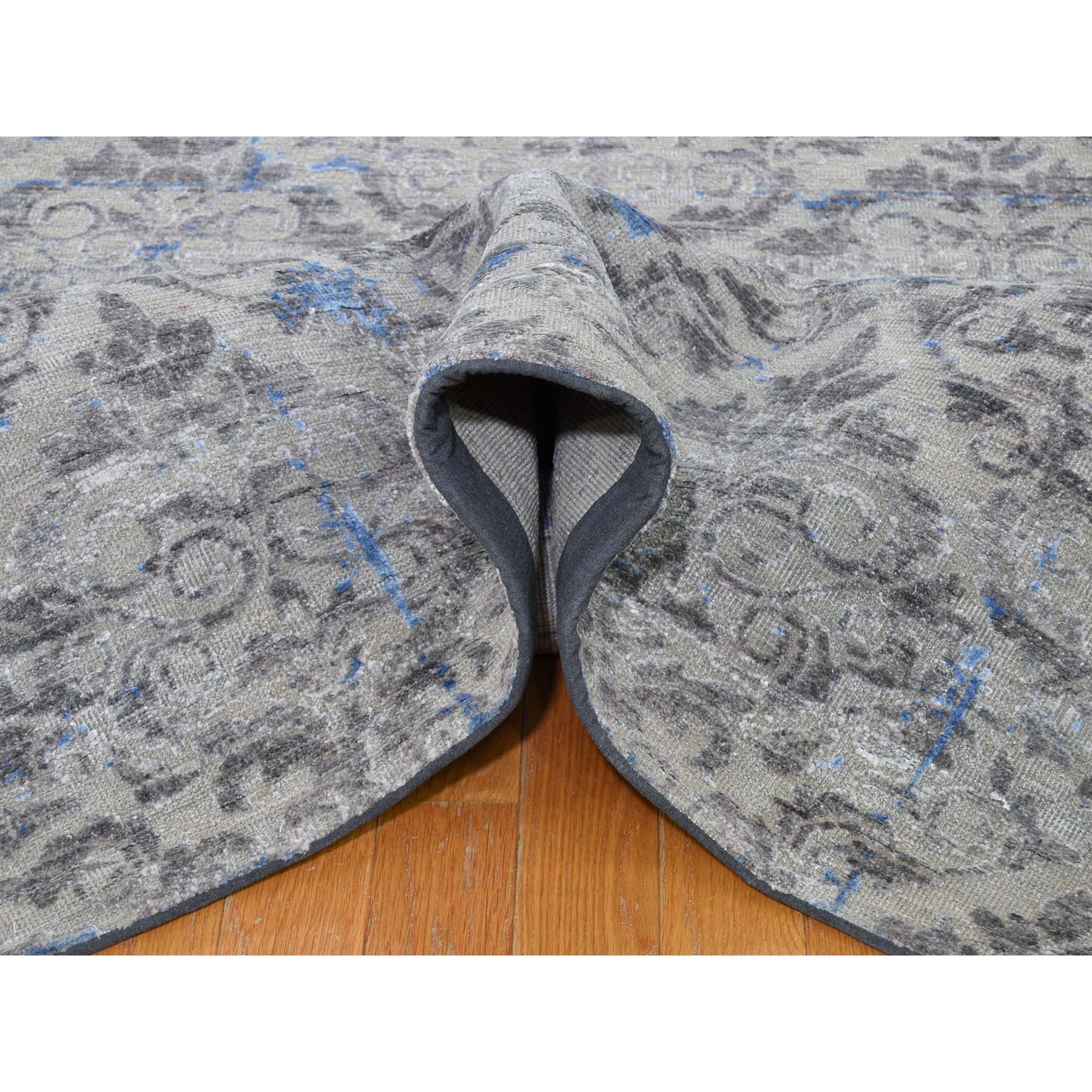 9-8 x13-6  Pure Silk With Textured Wool Trellis Garden Design Hand-Knotted Oriental Rug 