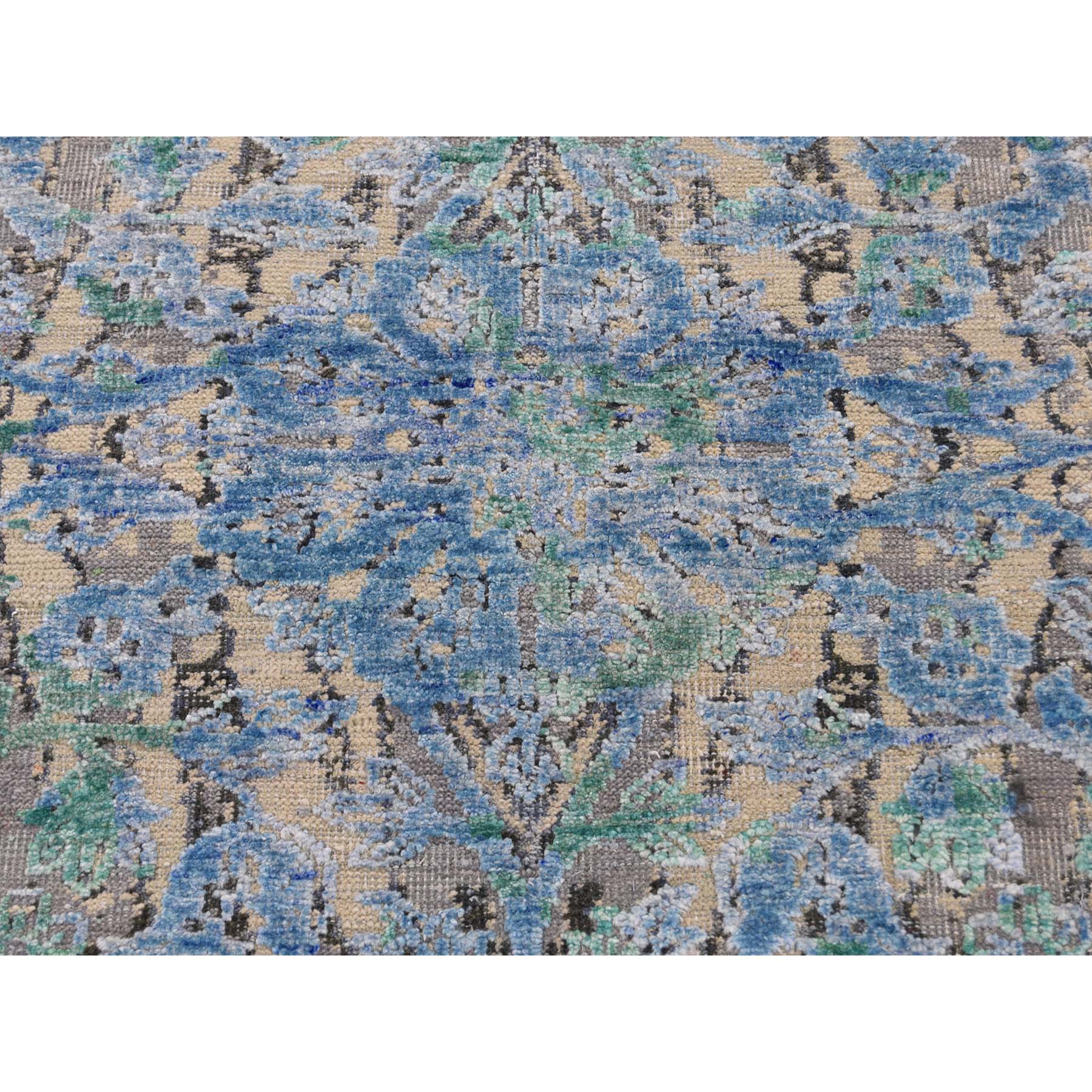 7-10 x10- THE WATER LILIES Silk With Oxidized Wool Hand-Knotted Oriental Rug 