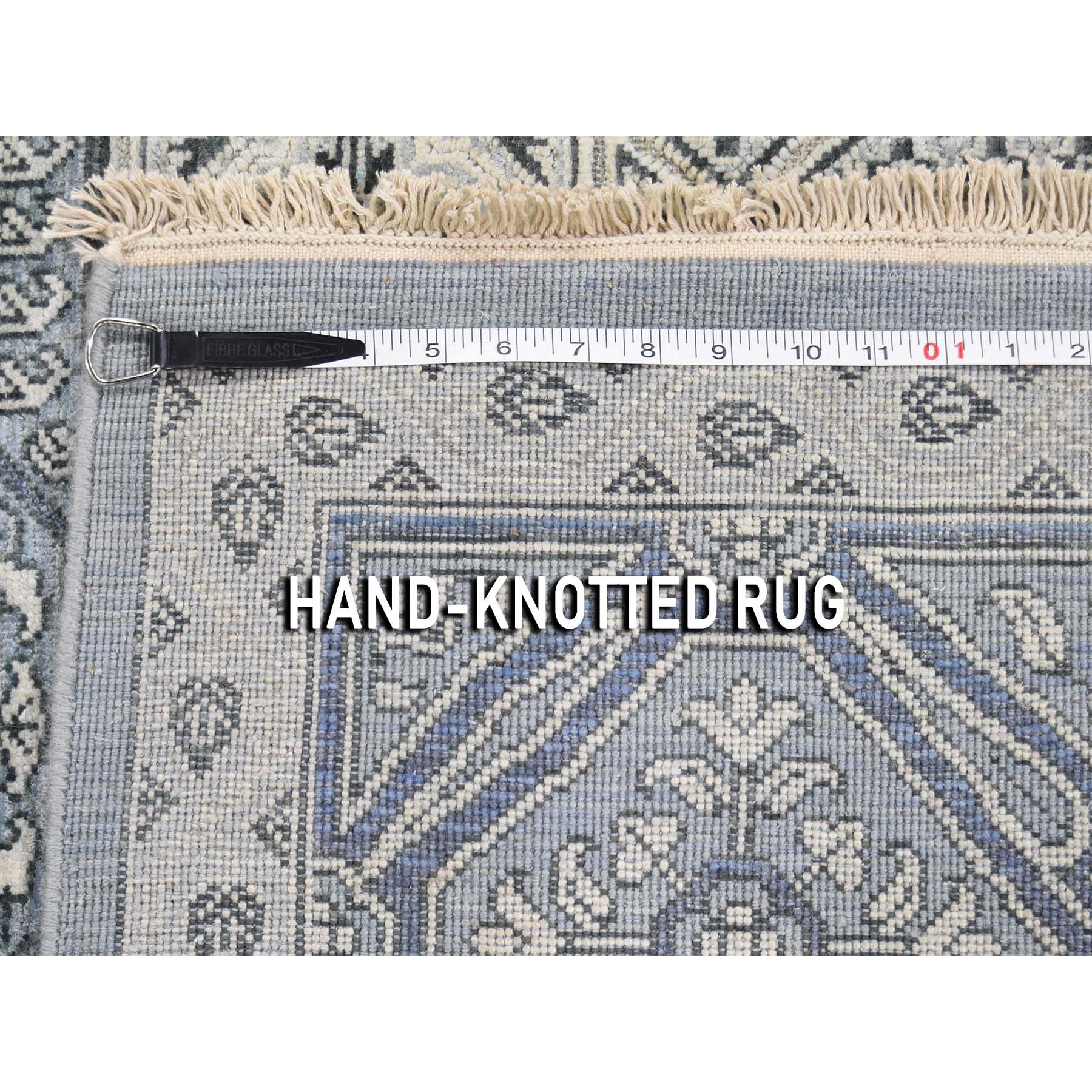 9-x11-8  Textured Pure Silk With Mamluk Design Hand-Knotted Oriental Rug 