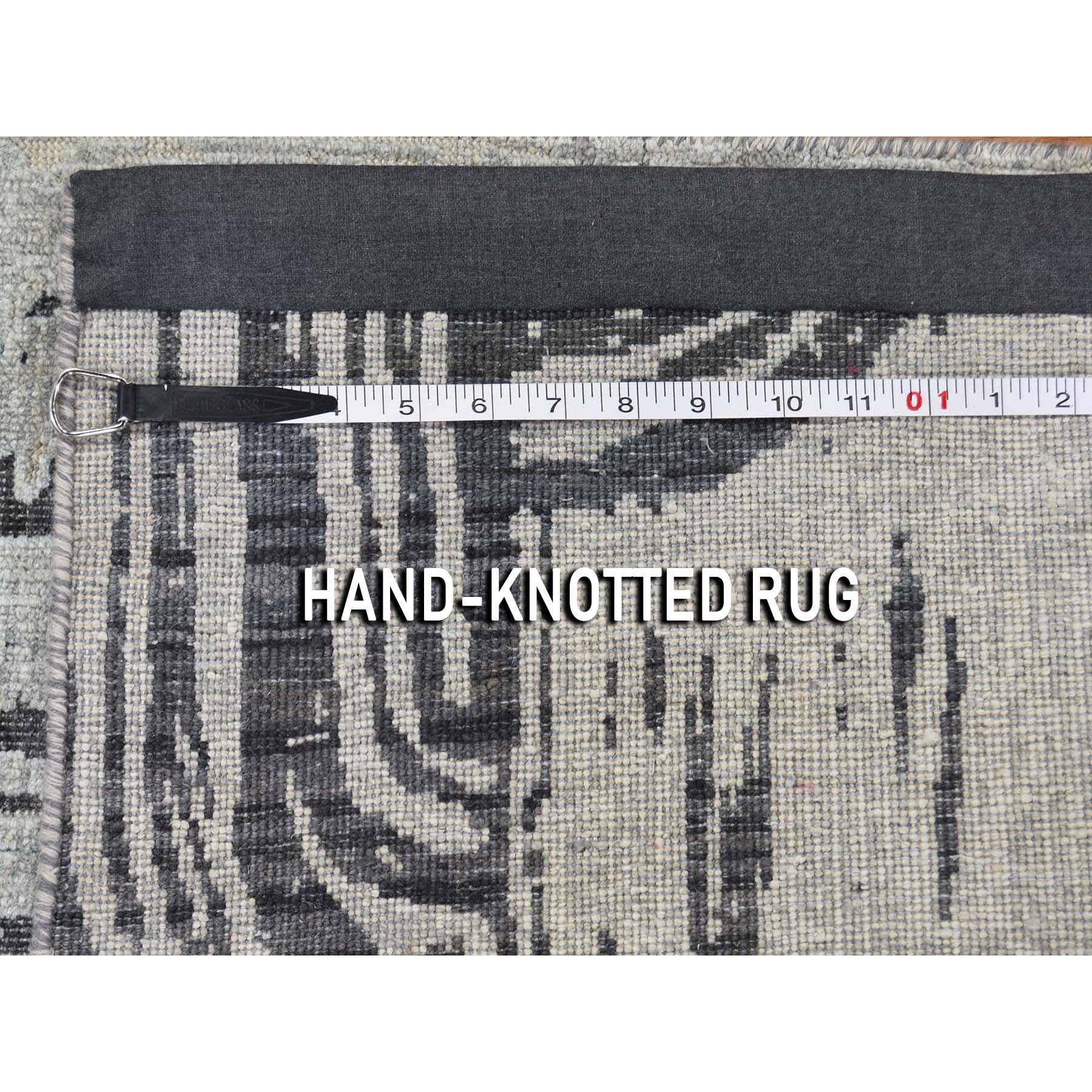 2-7 x8- THE CANE Pure Silk With Textured Wool  Hand-Knotted Runner Oriental Rug 