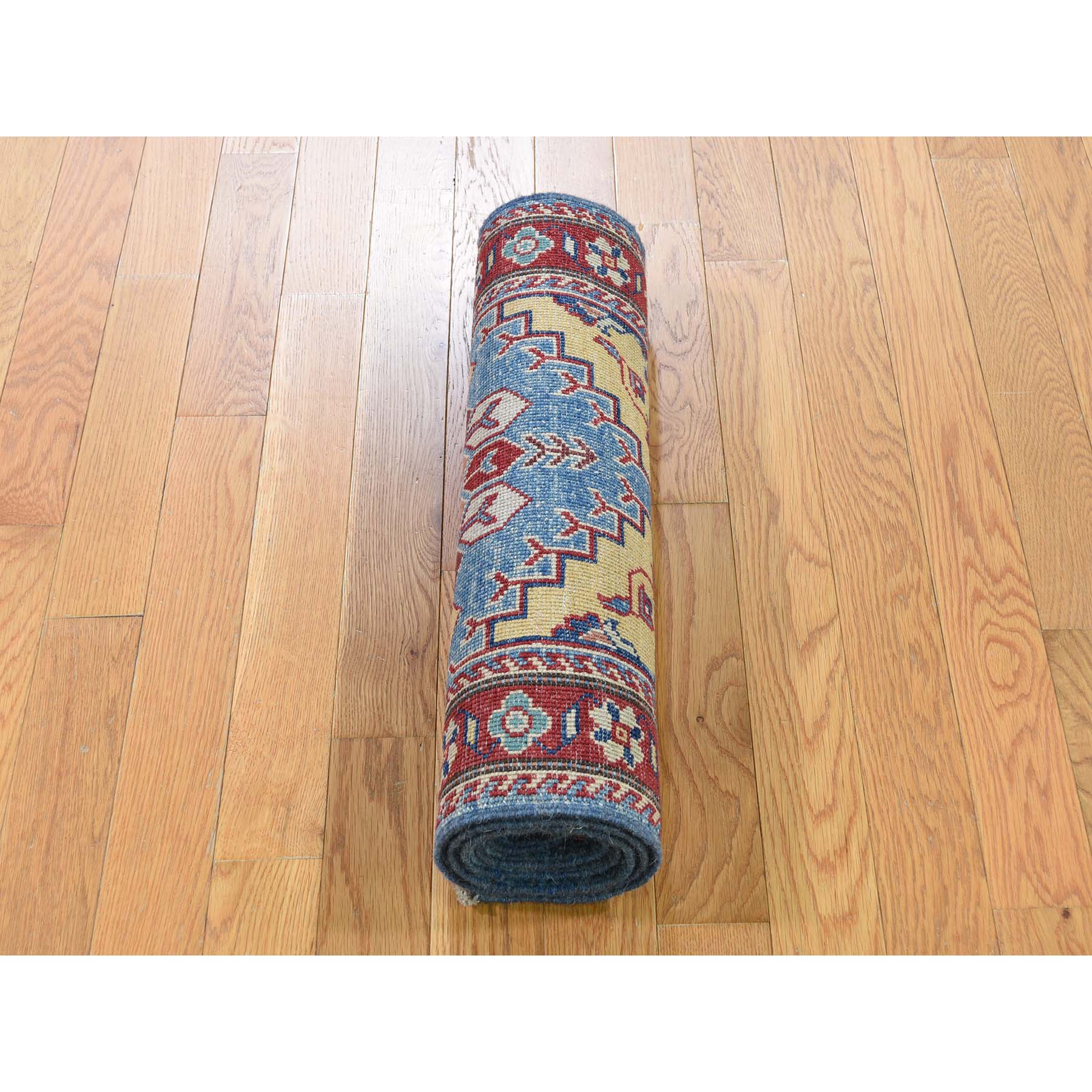2-8 x5-8  Special Kazak Pure Wool Runner Hand-Knotted Geometric Design Oriental Rug 