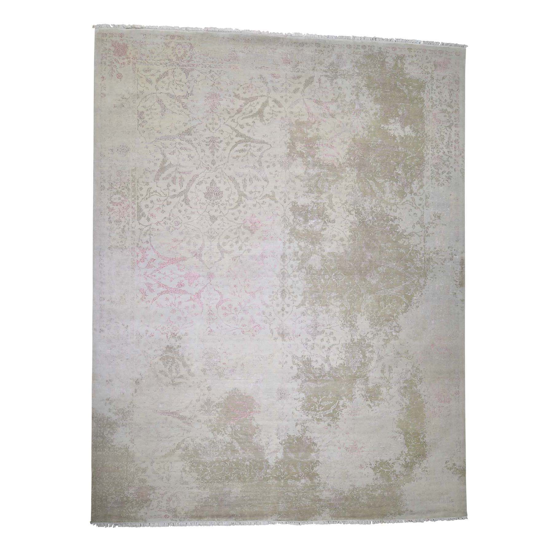 12'X15'6" Oversize Wool And Silk With Touch Of Pink Hand-Knotted Oriental Rug moaddd0a