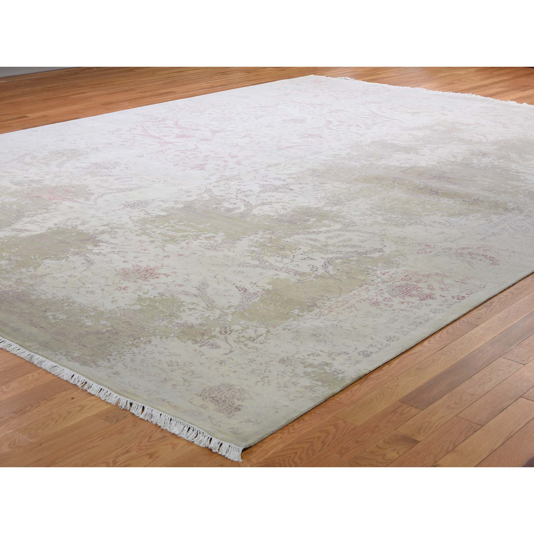 12-x15-6  Oversize Wool And Silk With Touch Of Pink Hand-Knotted Oriental Rug 